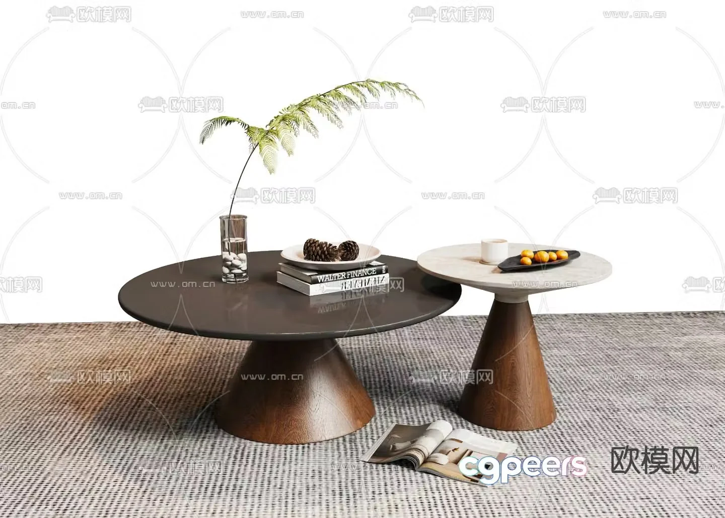 Mother and son coffee table round coffee table 3d model