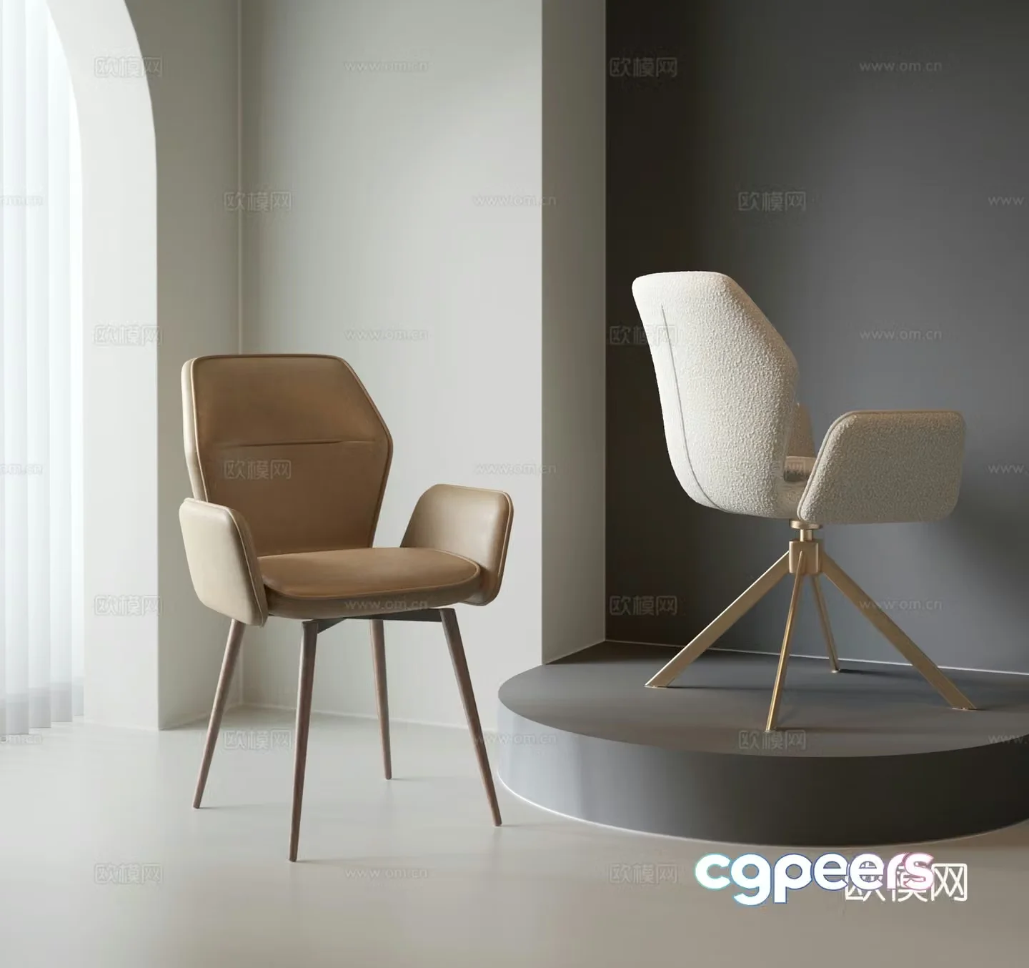 Modern single chair dining chair leather chair fabric chair dressing table chair 3d model