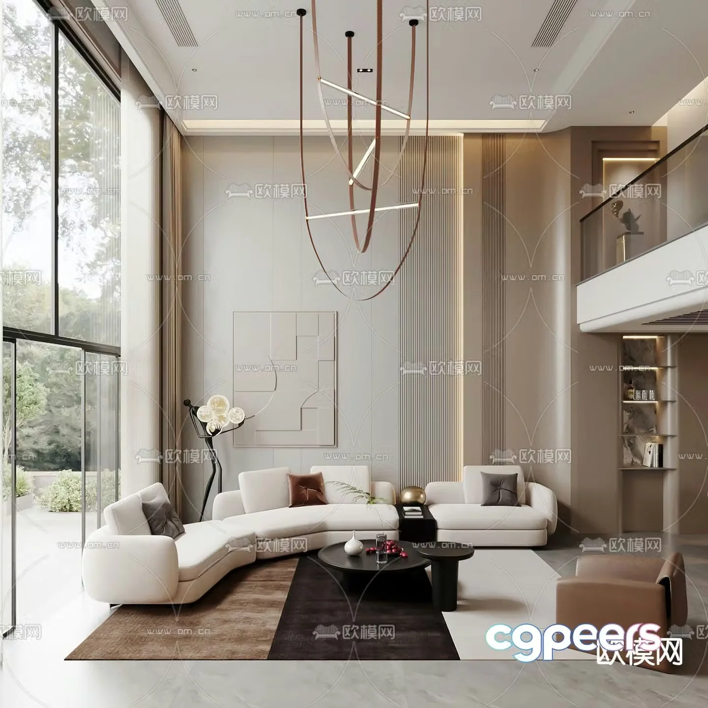 Villa living room villa hollow 3d model