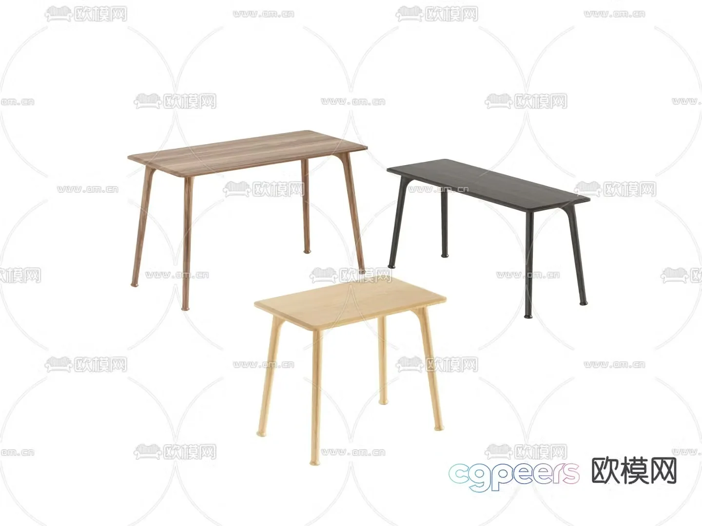 Solid wood dining table table table 3D model