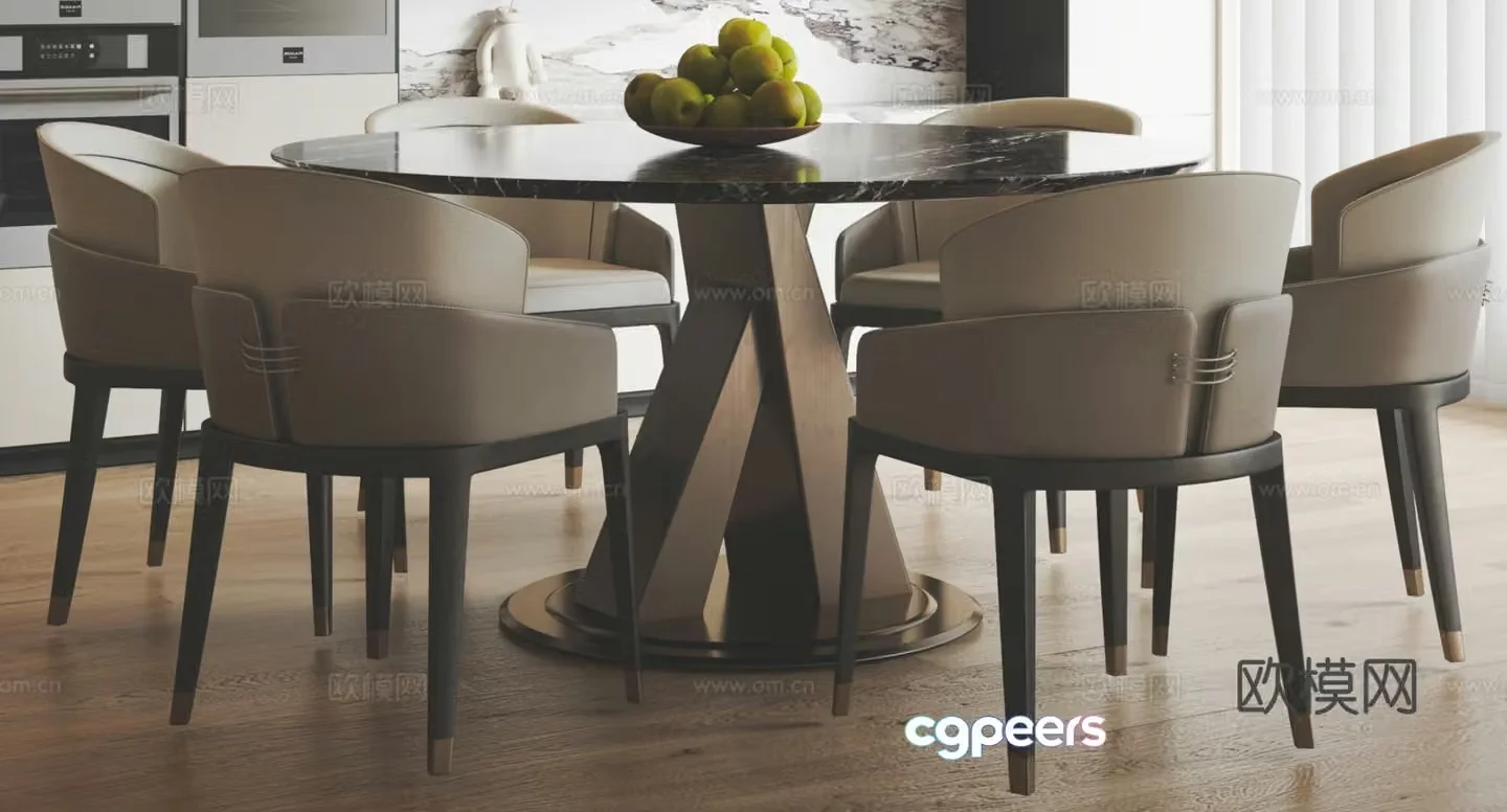 Italian dining table and chair 3D model