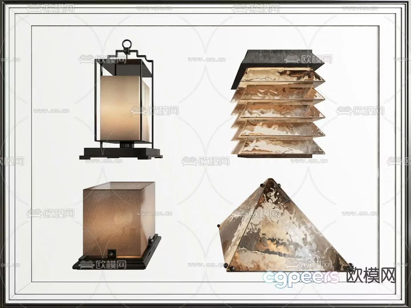 New Chinese style outdoor lights Garden lights Lawn light Landscape lights 3D model