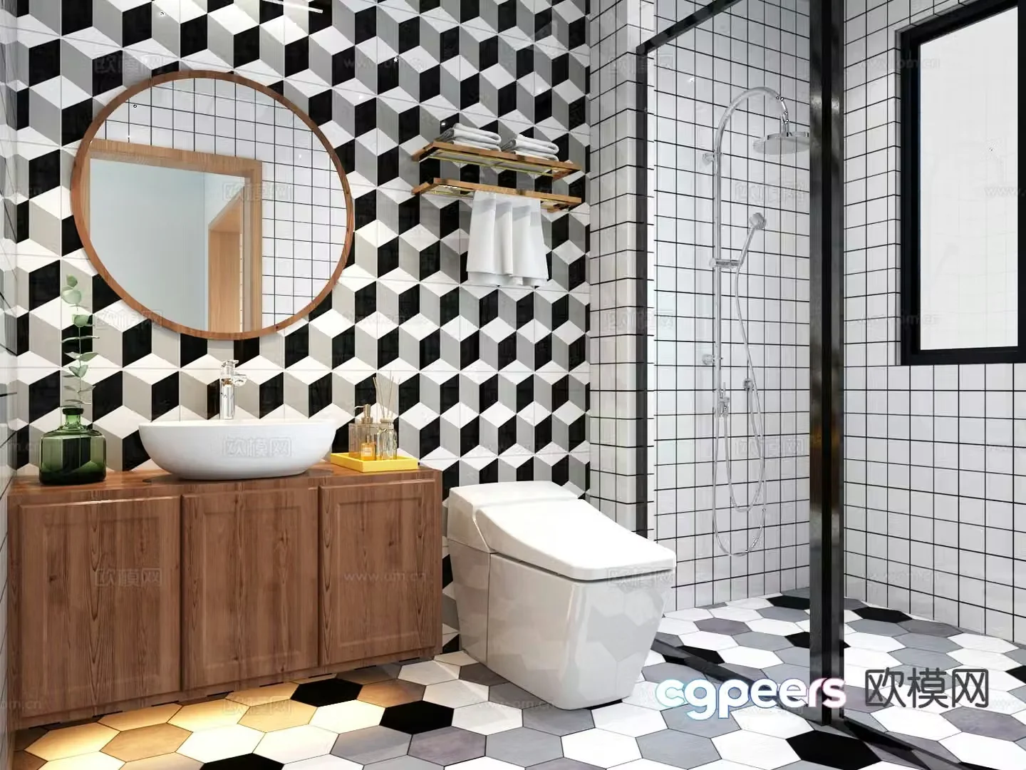 Nordic bathroom bathroom 3d model