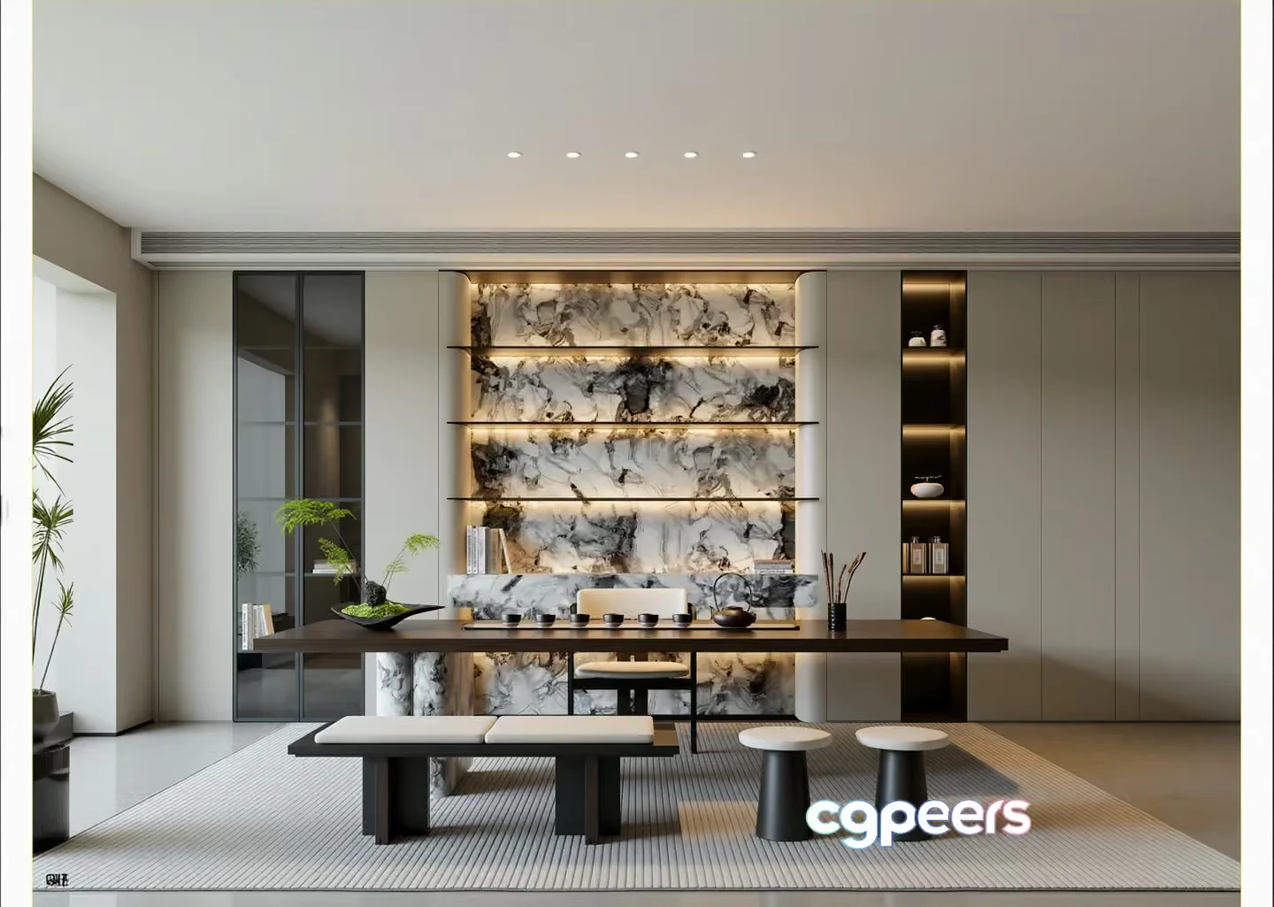 Modern Minimalist Dining Room 3D Model – 16686 – VRAY Render