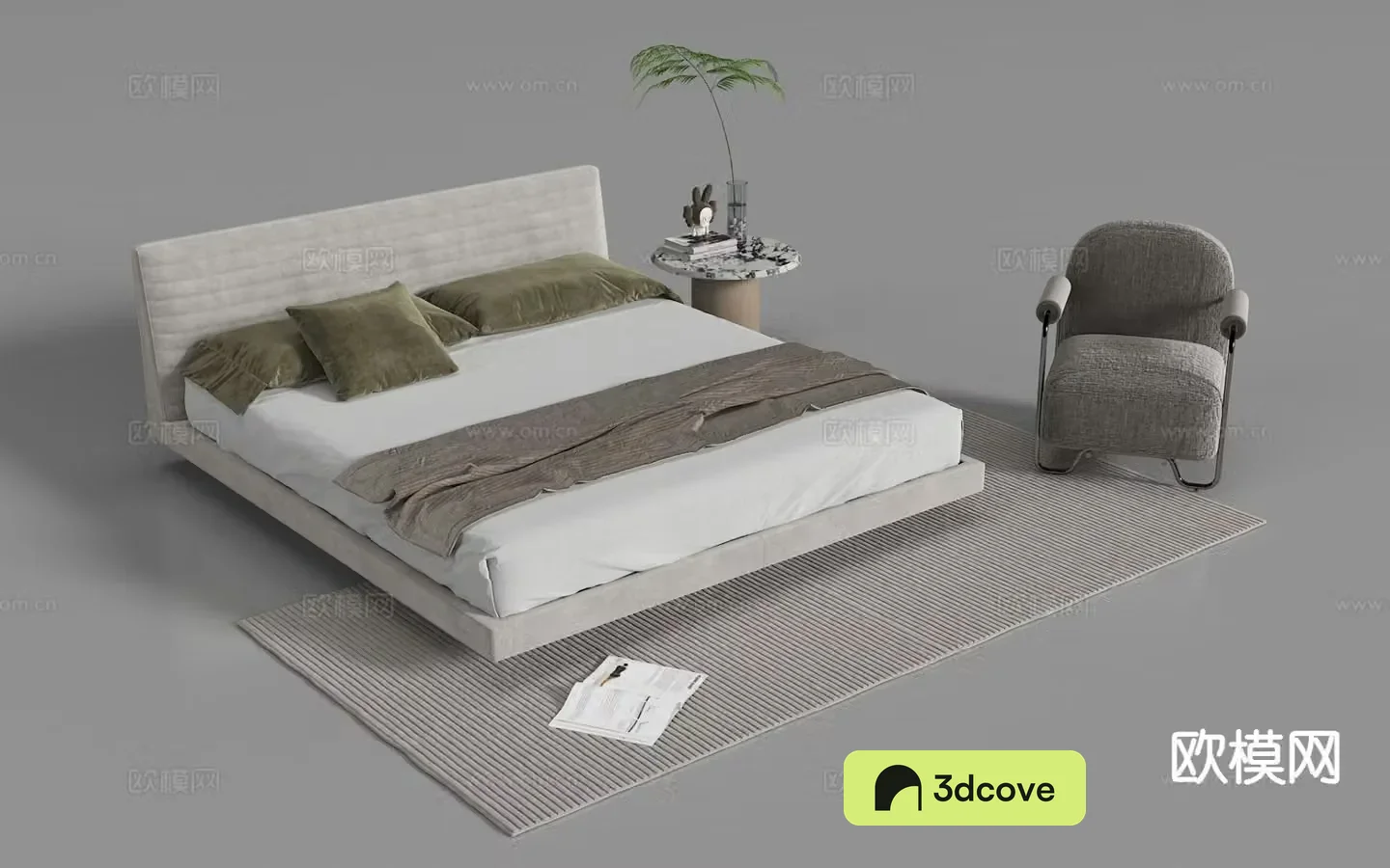 Modern double bed fabric bed