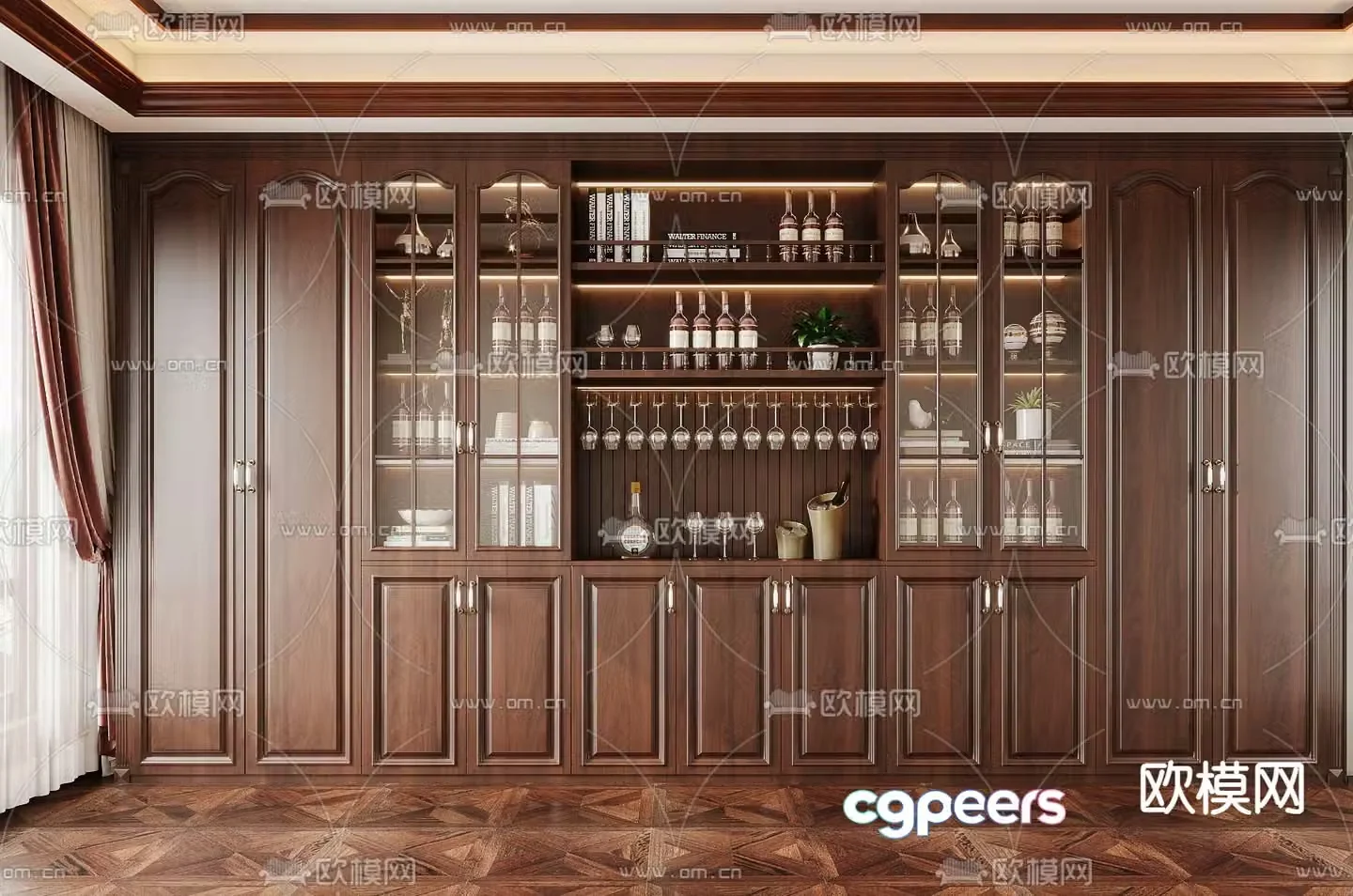 American wine cabinet sideboard 3d model