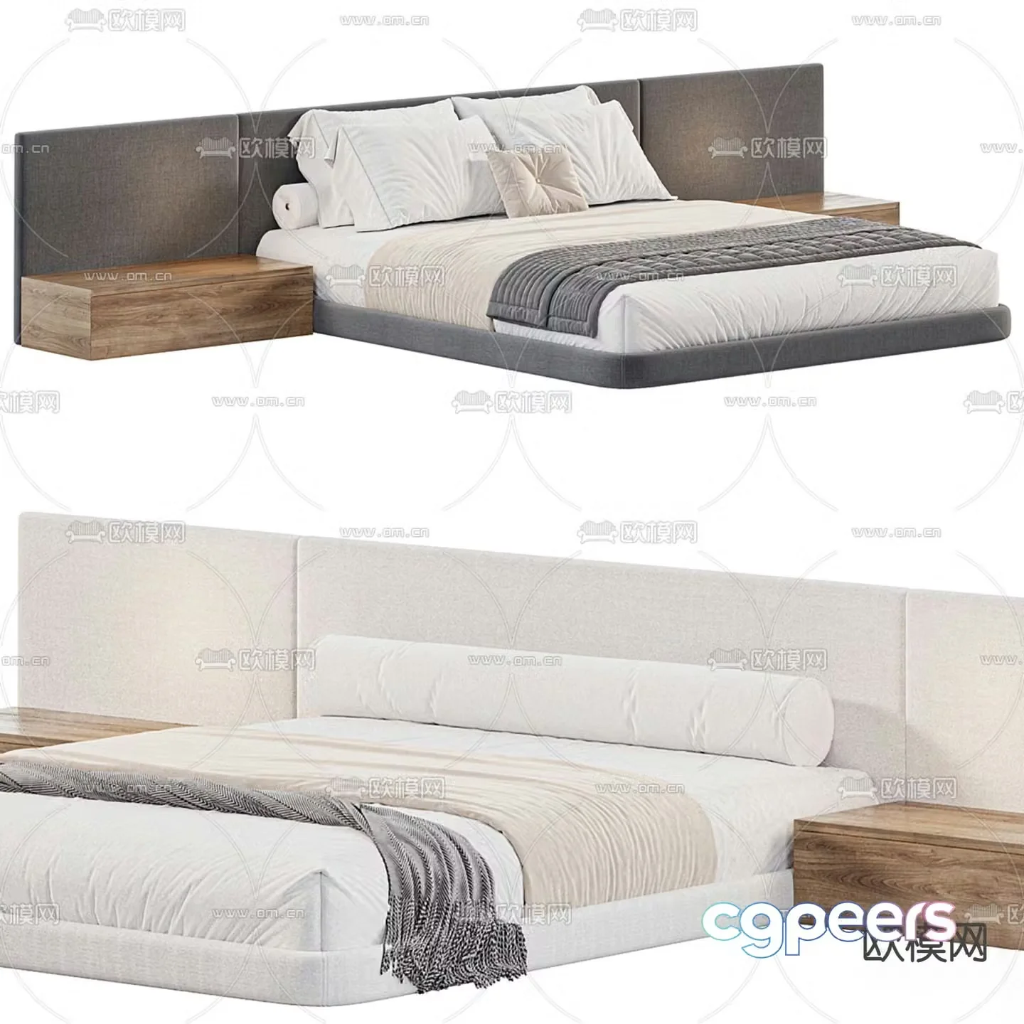 Modern double bed 3d model