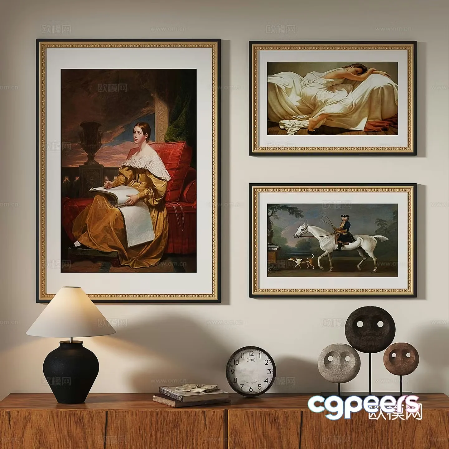 French retro European classical medieval decorative painting 3d model