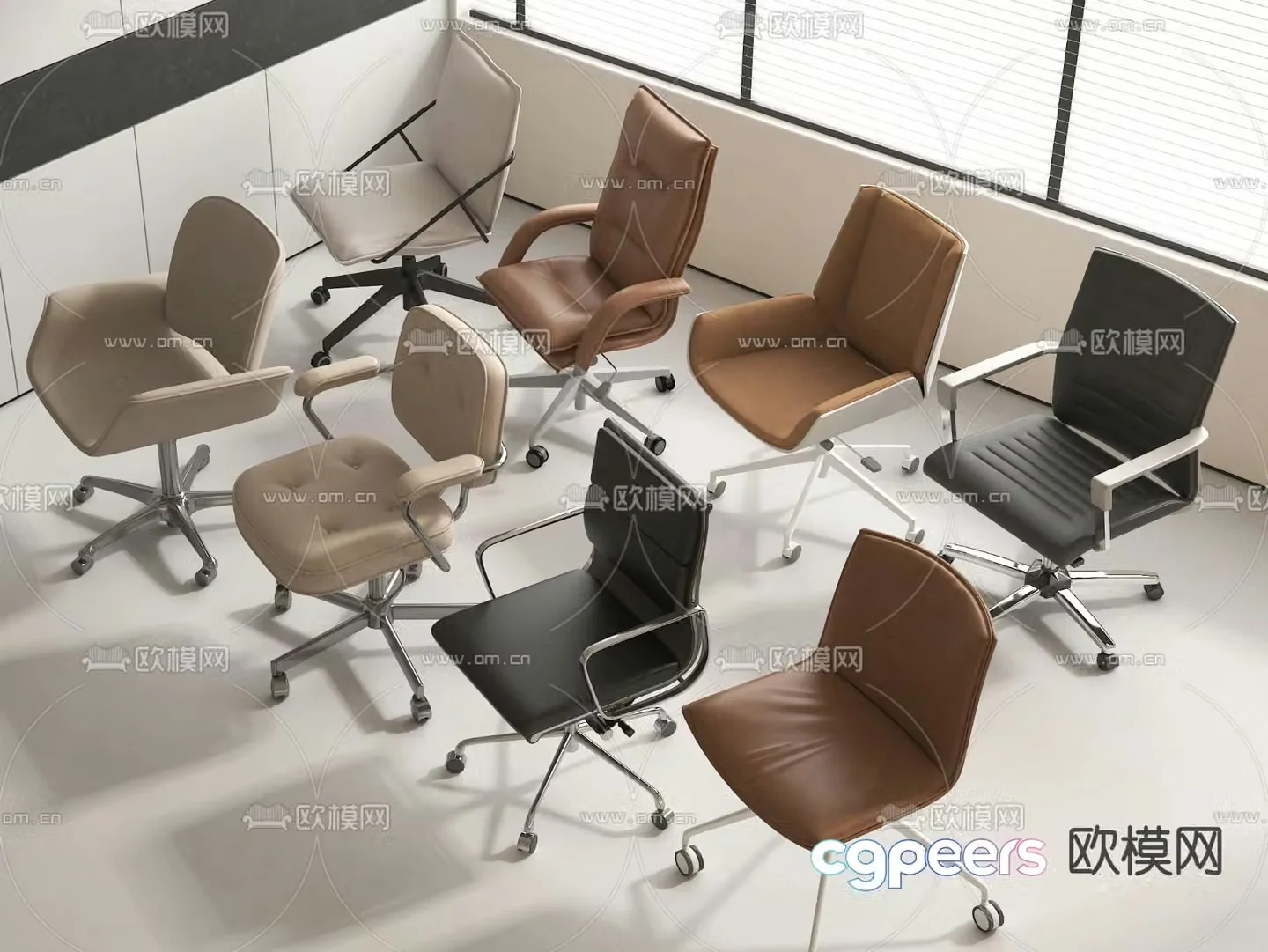 Modern office chair swivel chair leisure chair 3d model