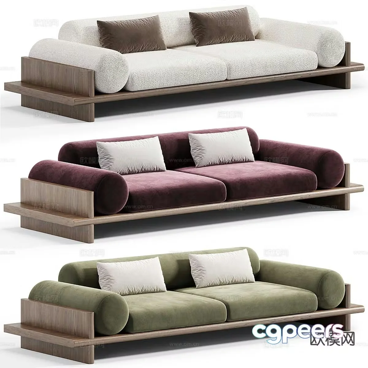 Italian fabric sofa double sofa 3d model
