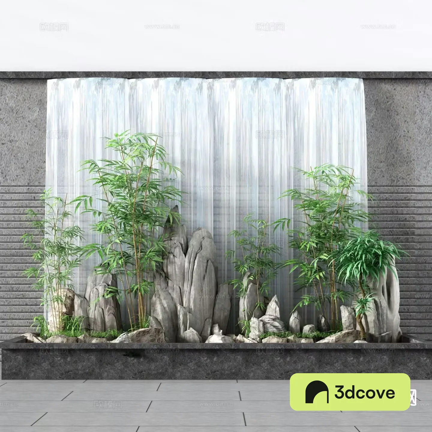 New Chinese style rockery flowing water bamboo flowing water landscape flowing water wall