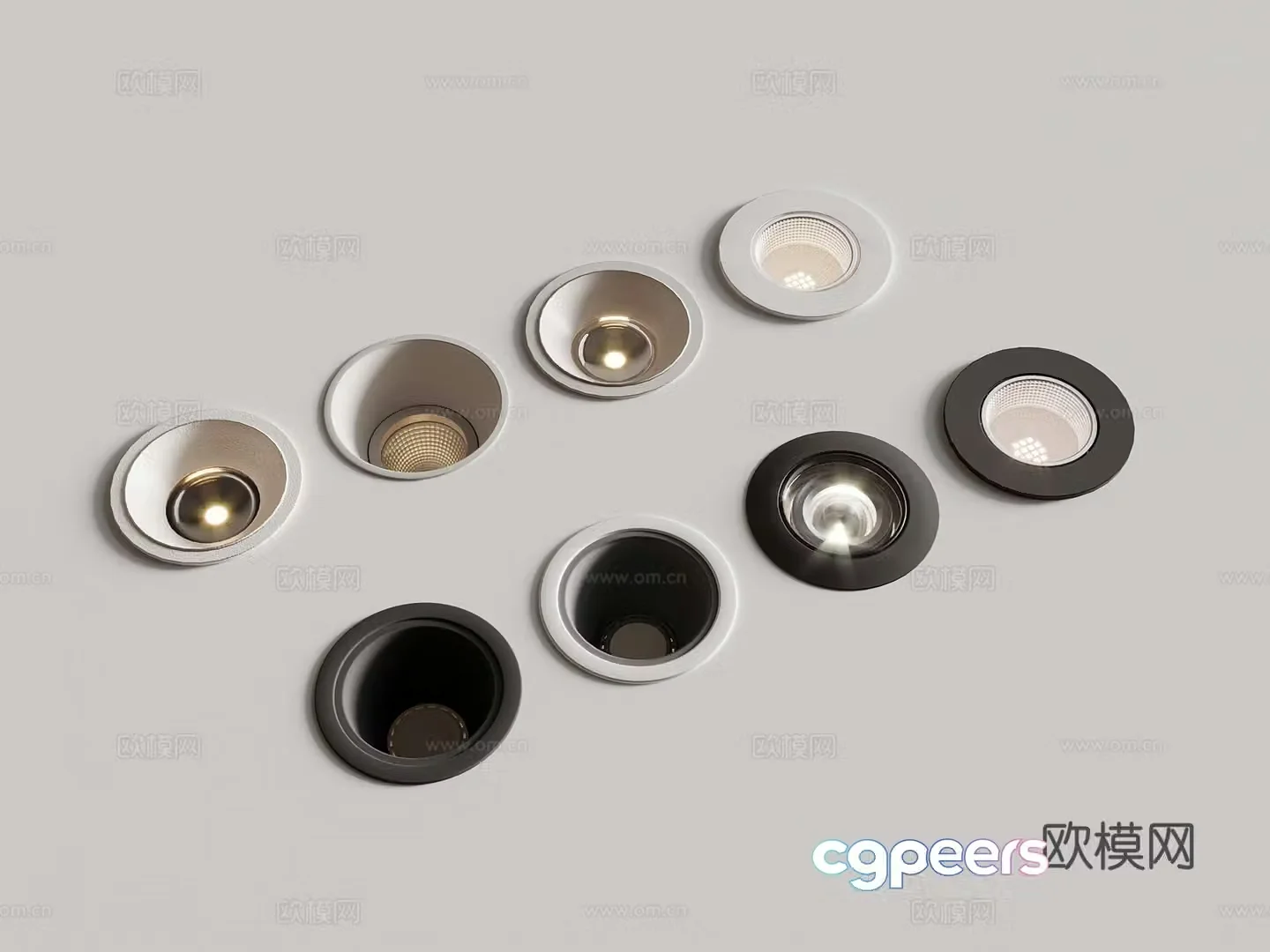 17 spotlights modern downlight spotlight 3d model