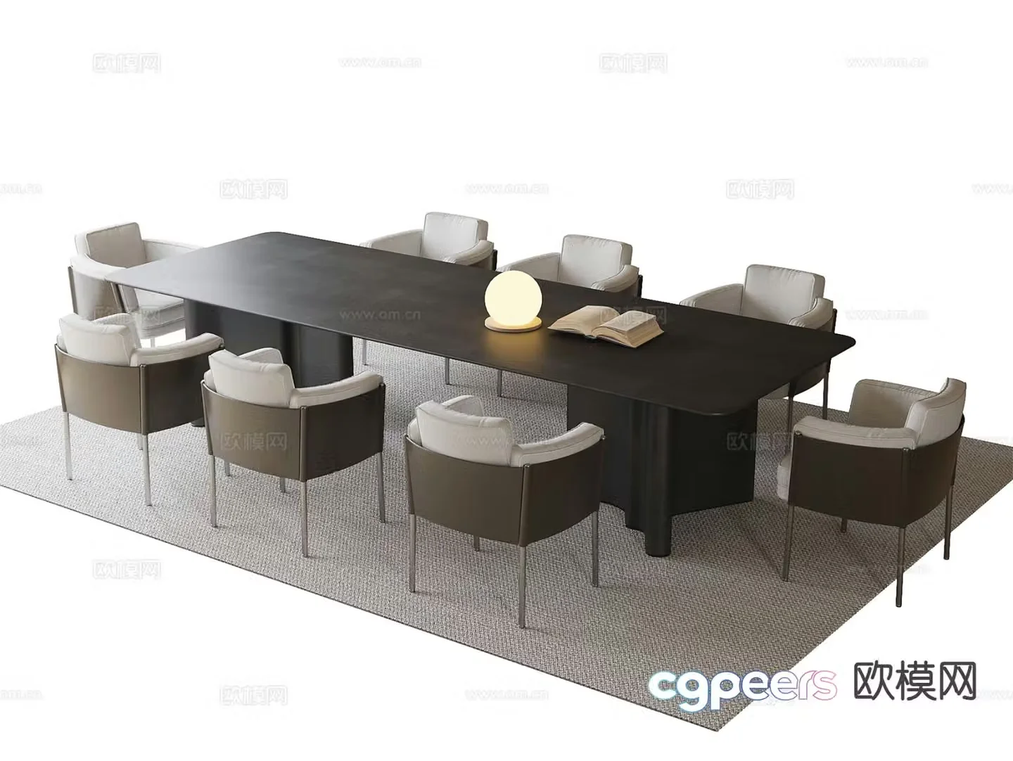 Modern dining table and chairs 3d model