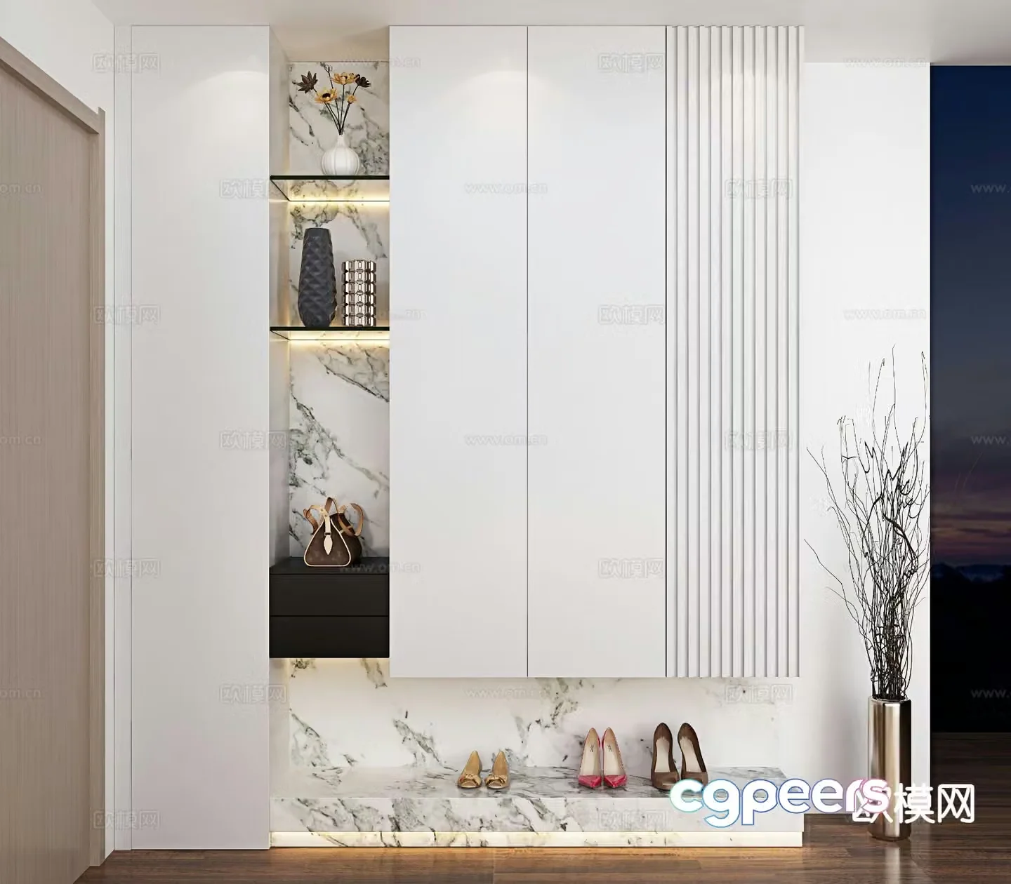 Modern entrance shoe cabinet 3d model