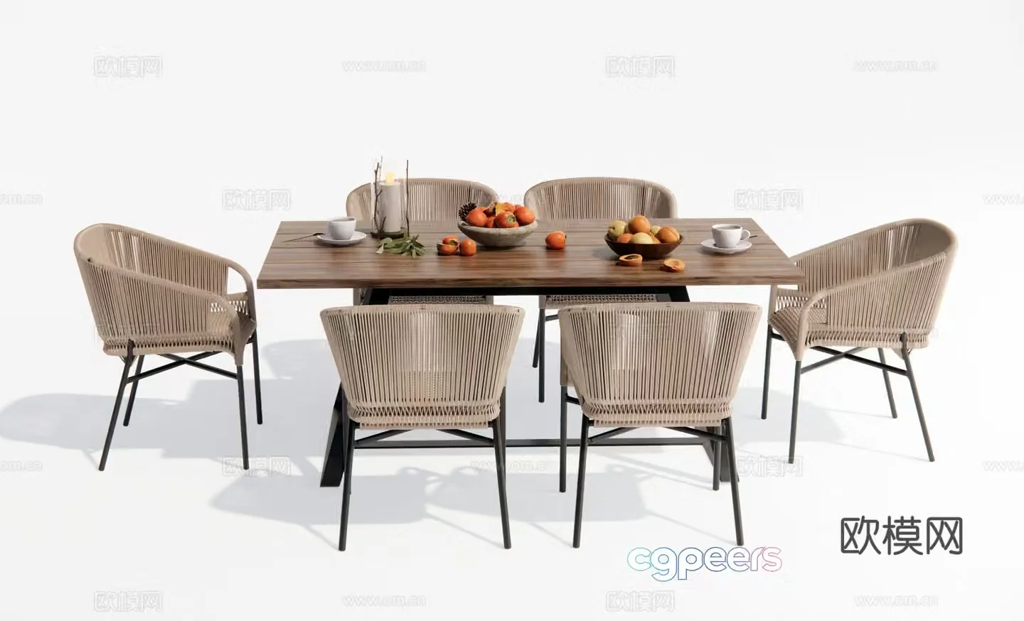 Modern outdoor table and chairs Outdoor dining table 3d model