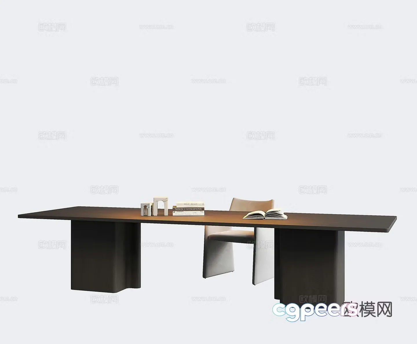 Desk Office Desk Living Room Desk Long Table Study Table Chair 3D Model
