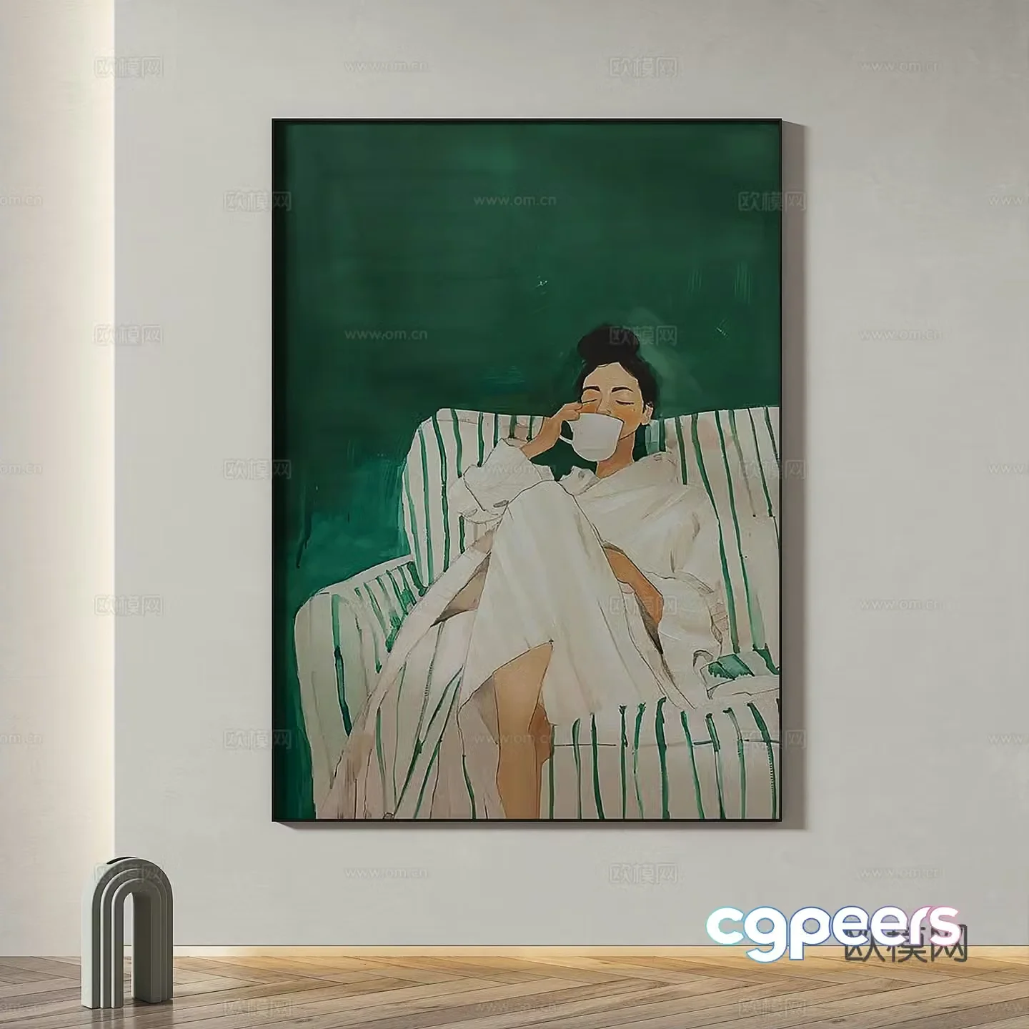 Modern simple abstract light luxury decorative painting 3d model