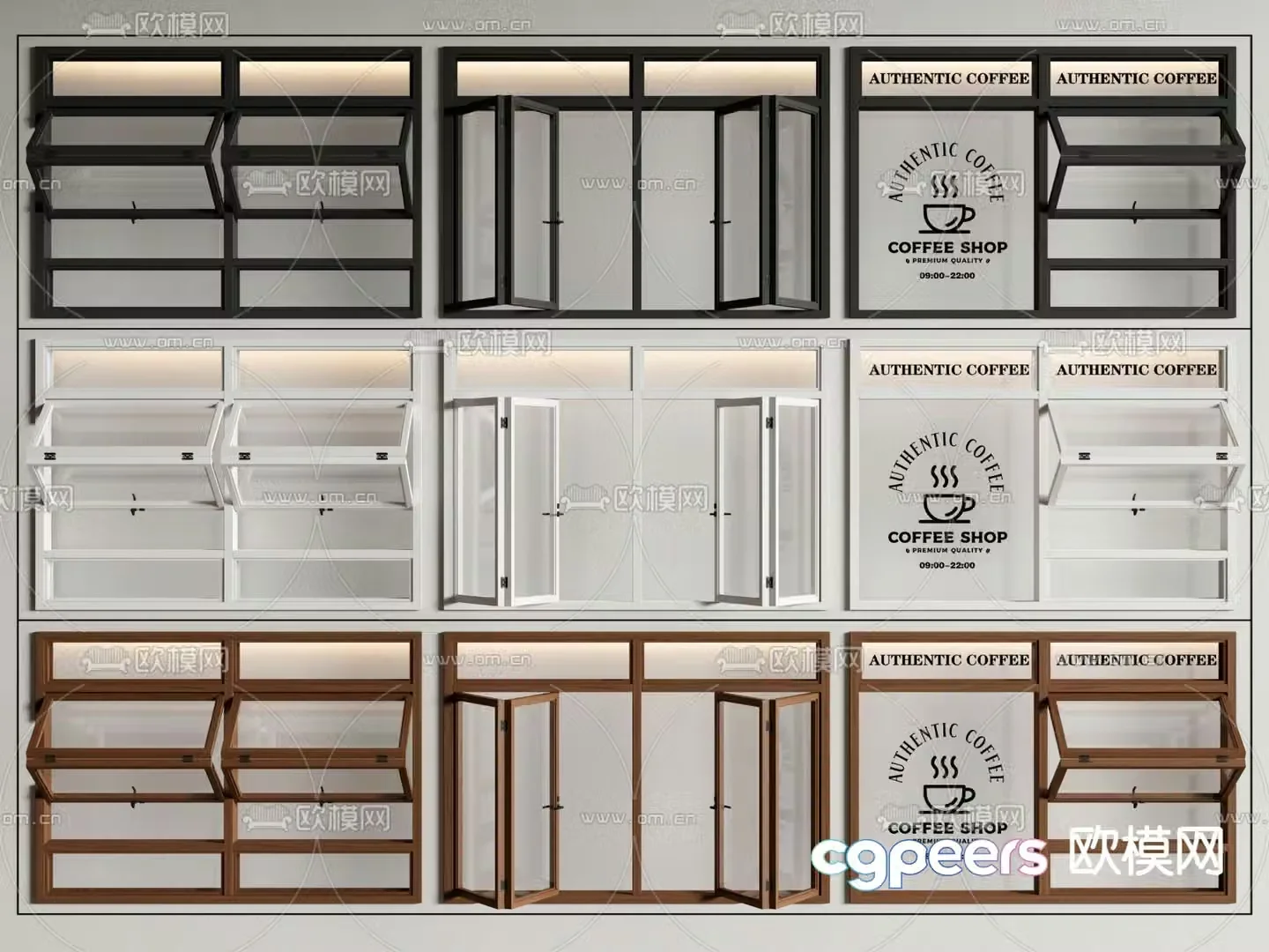 Shop windows upper and lower folding windows Internet celebrity windows 3D model