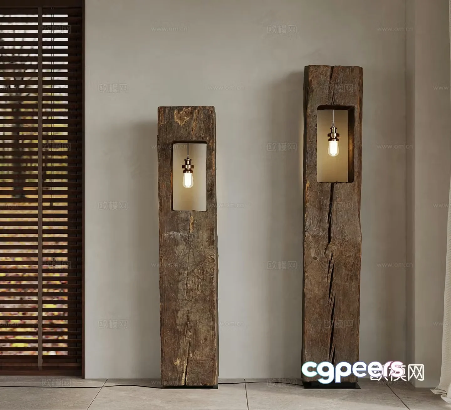 Jijifeng Floor Lamp Solid Wood Floor Lamp 3D Model