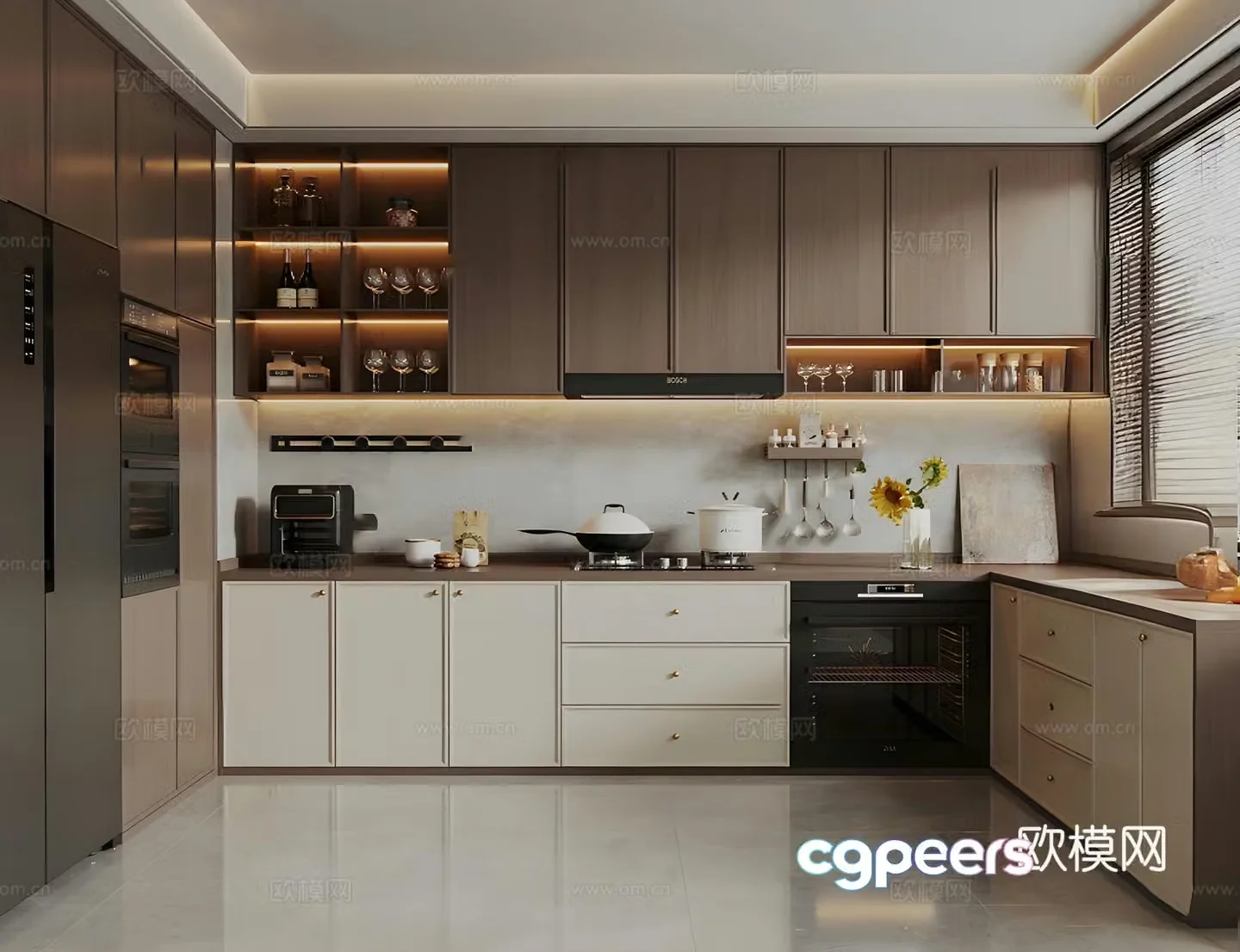 Middle style kitchen 3d model