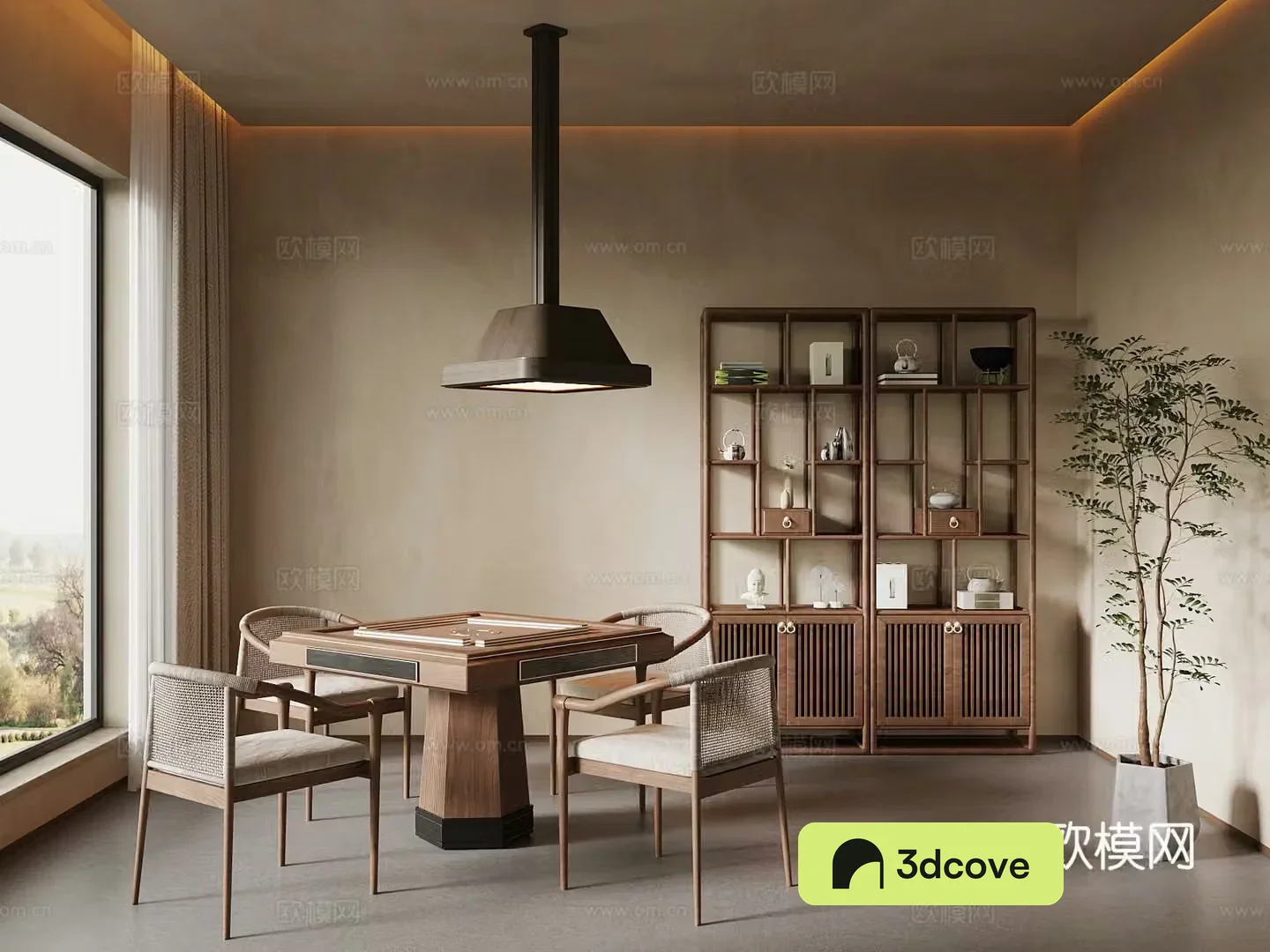 Chess and card room Wasabi style Chess and card room Mahjong room Mahjong table 3D model