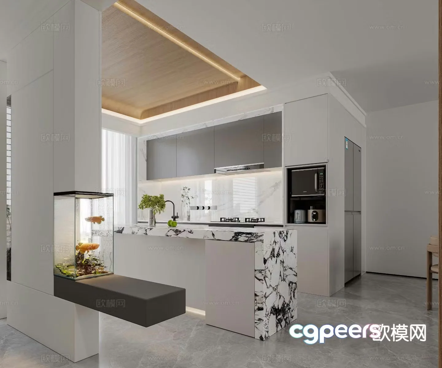 Modern kitchen dining room 3d model