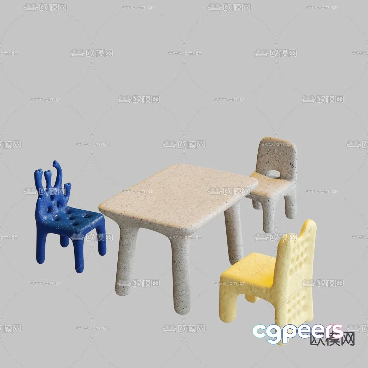 Modern children’s table and chair 3d model