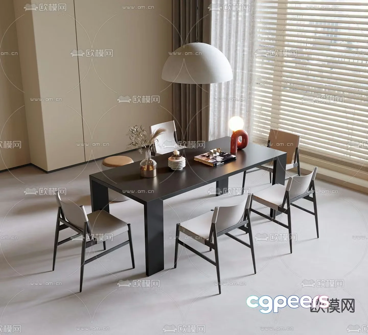 Bar dining table and chairs 3d model