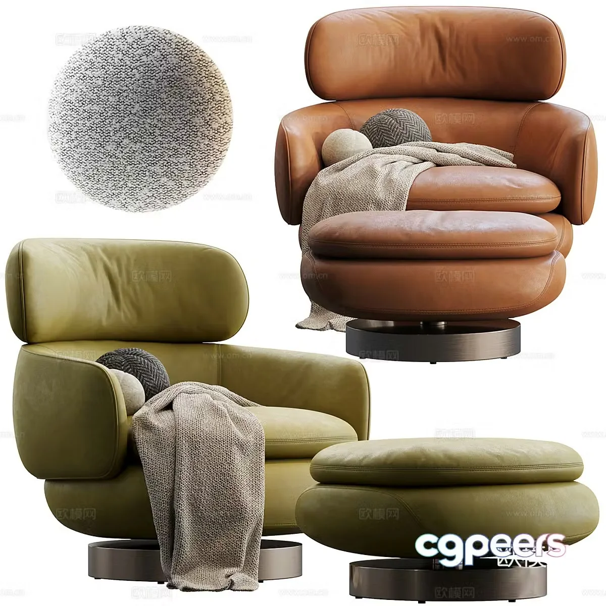 Modern Italian light luxury Vivienne armchair 3d model