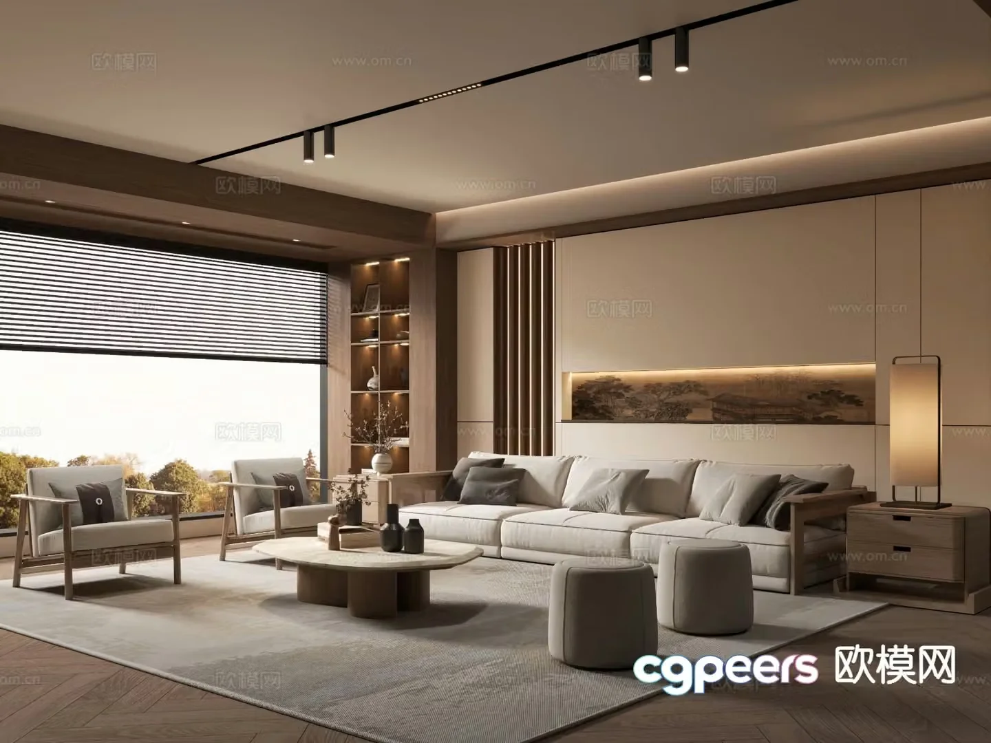 New Chinese Zen Living Room Song Style Aesthetics 3D Model