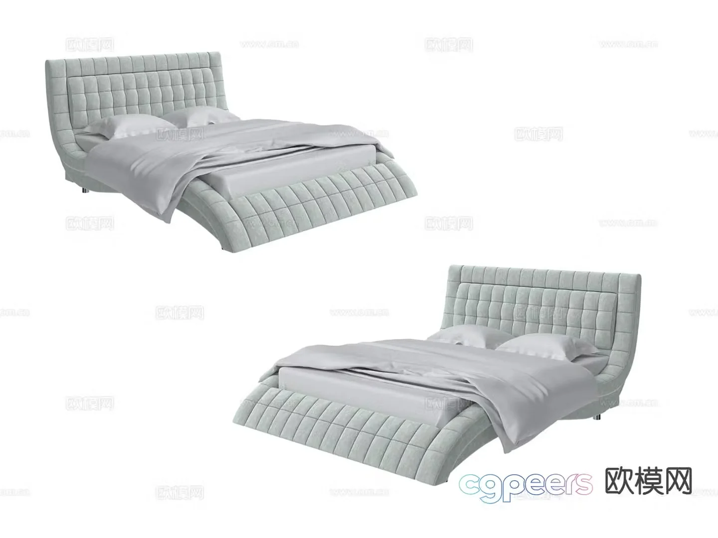 Modern double bed 3d model