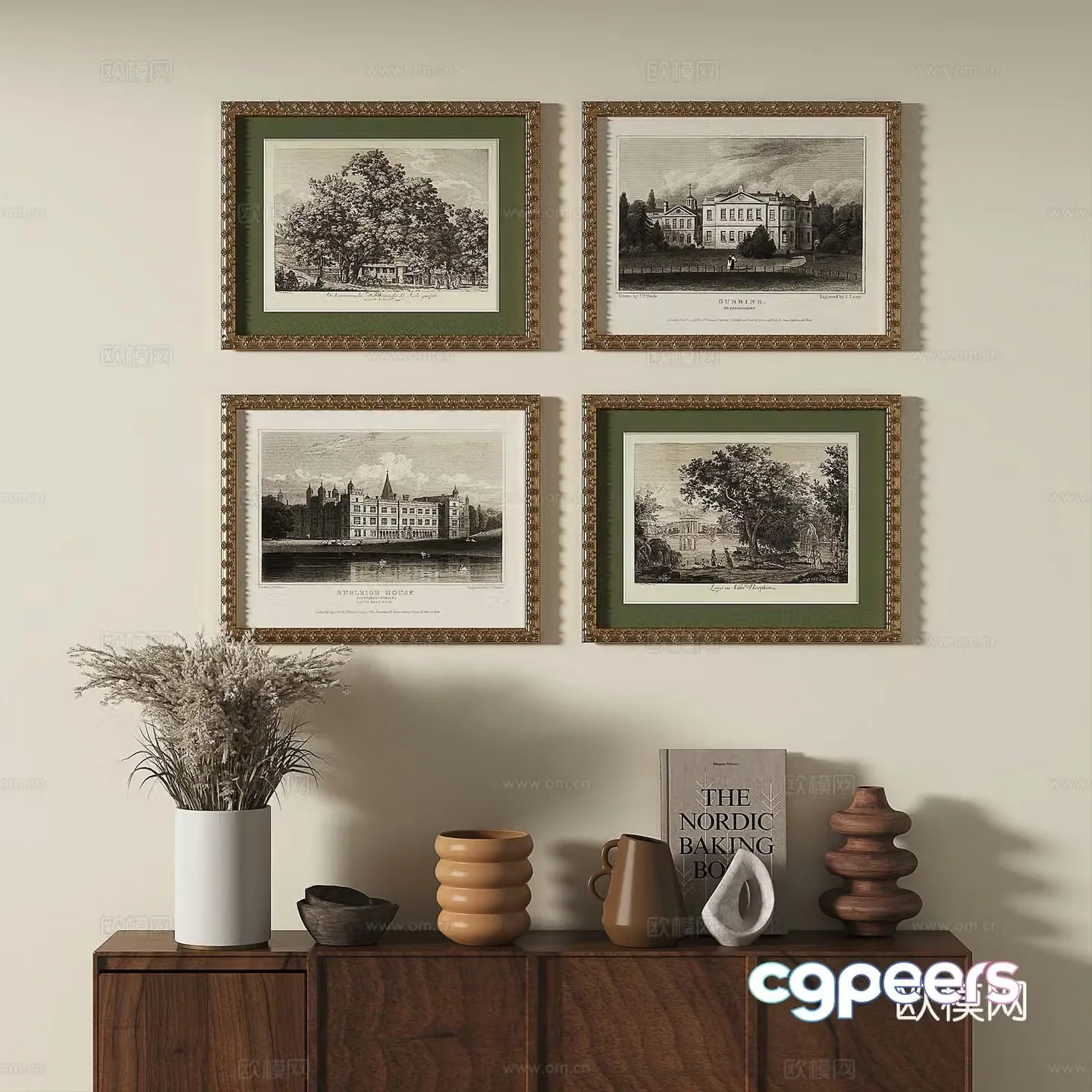 European French classical retro light luxury decorative painting 3d model