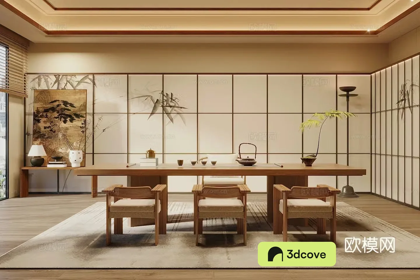 Song style tea room New stroke tea room Song style tea table and chair combination