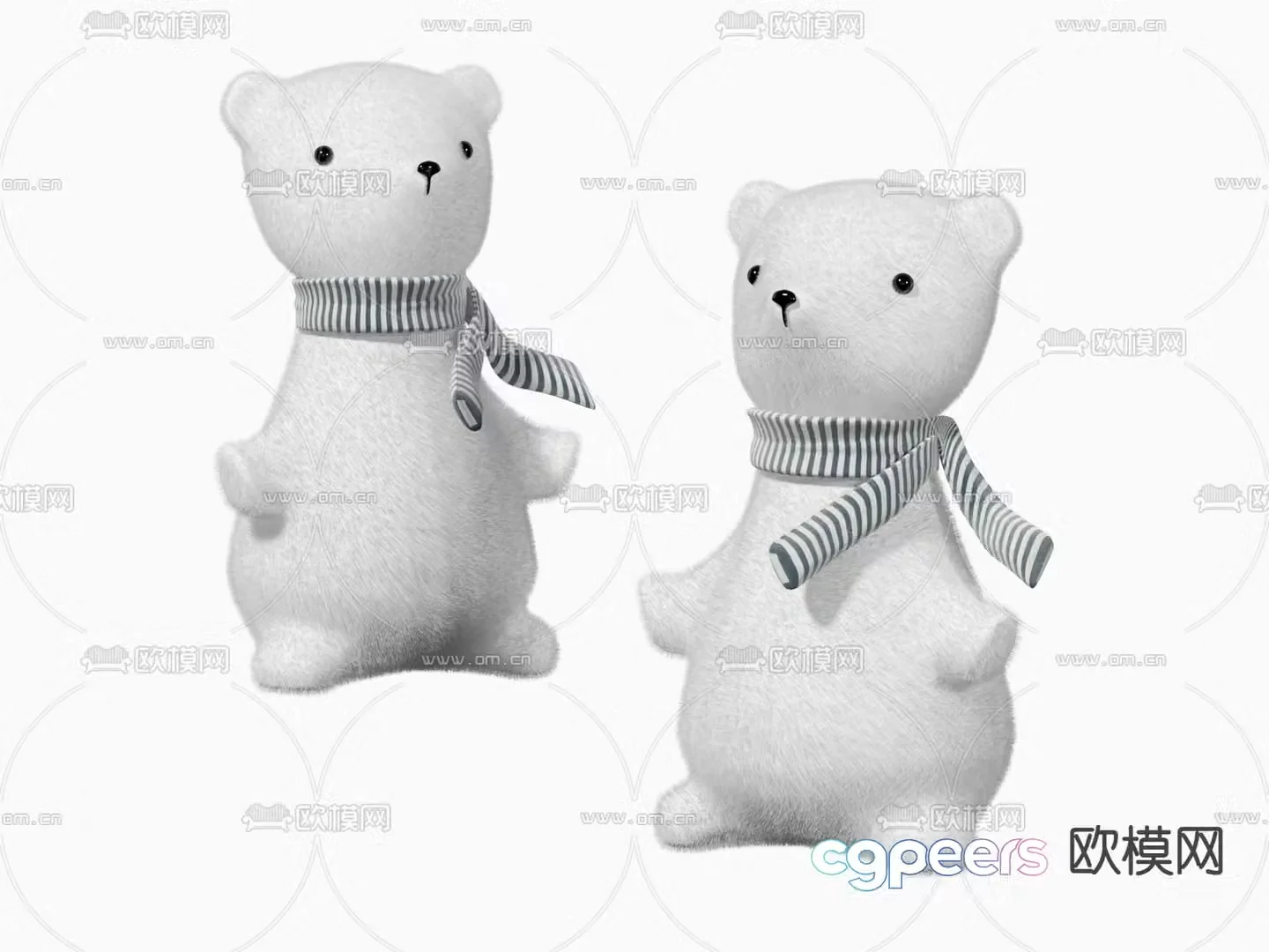 Modern bear plush toy doll 3d model