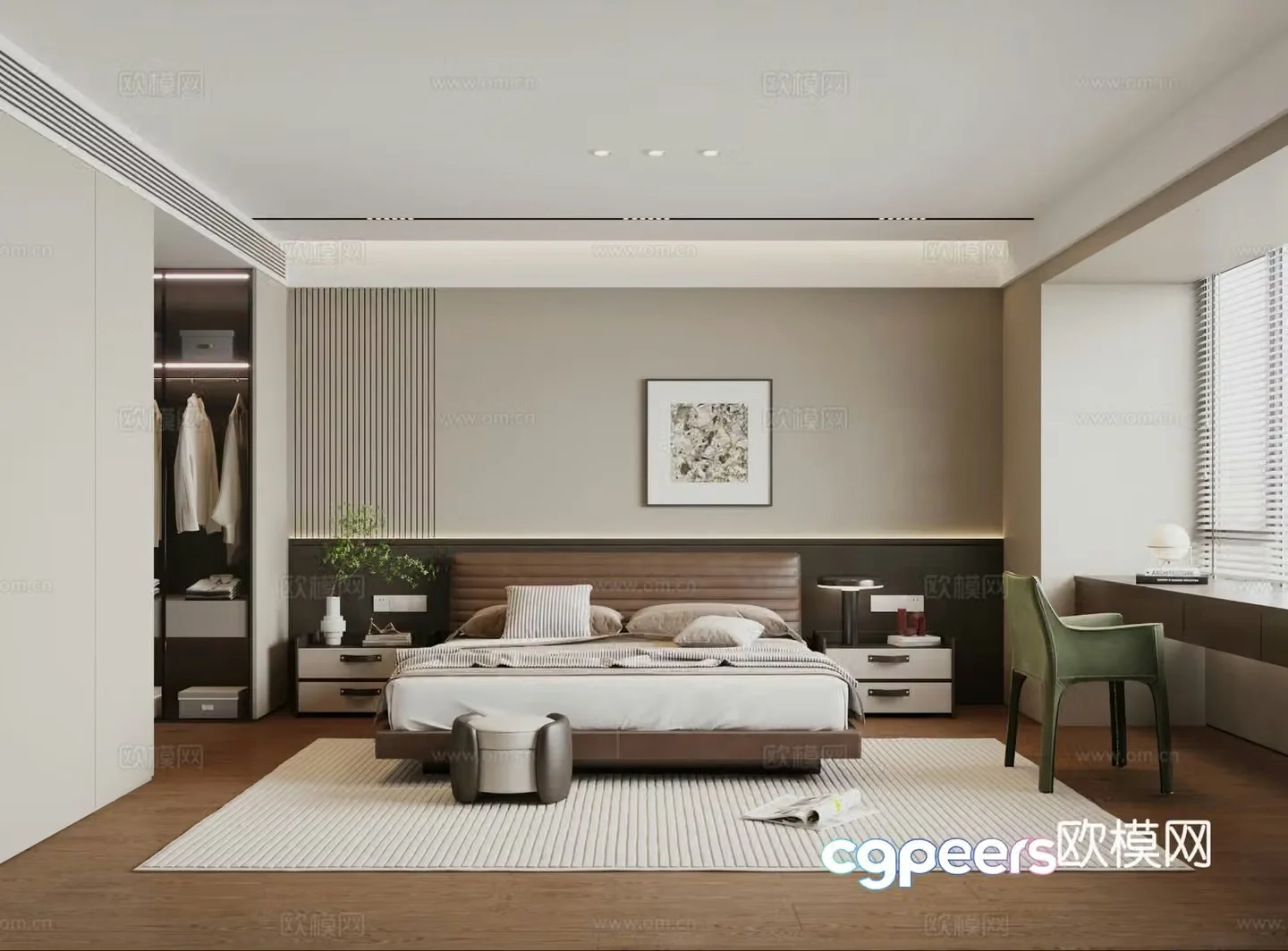 Italian bedroom Master bedroom Modern bedroom Balcony desk Bedroom without lamp Bedroom Wardrobe 3d model