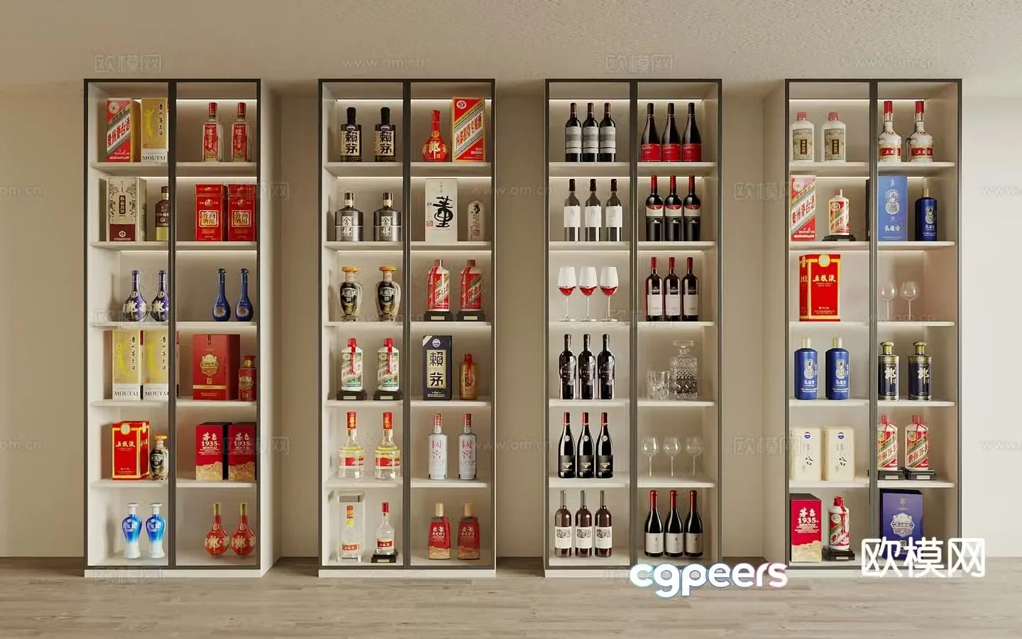 Wine cabinet liquor Maotai wine Wuliangye wine 3D model