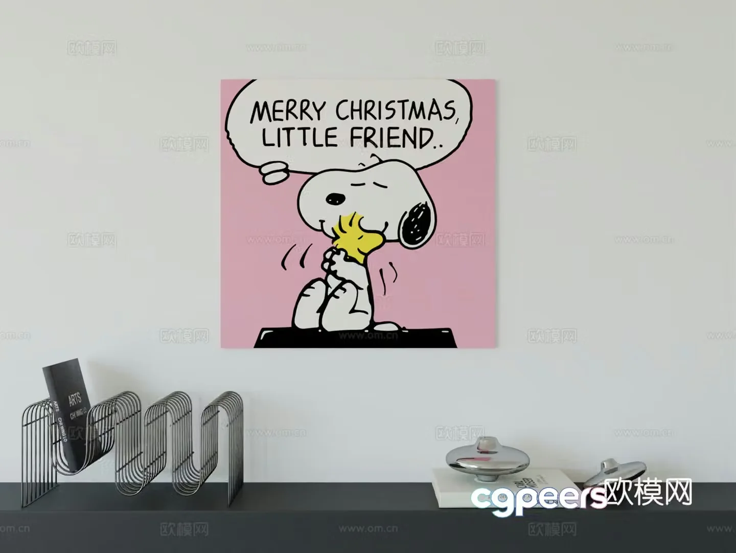 Modern minimalist cute cartoon animal girl room boy room hanging painting 3d model