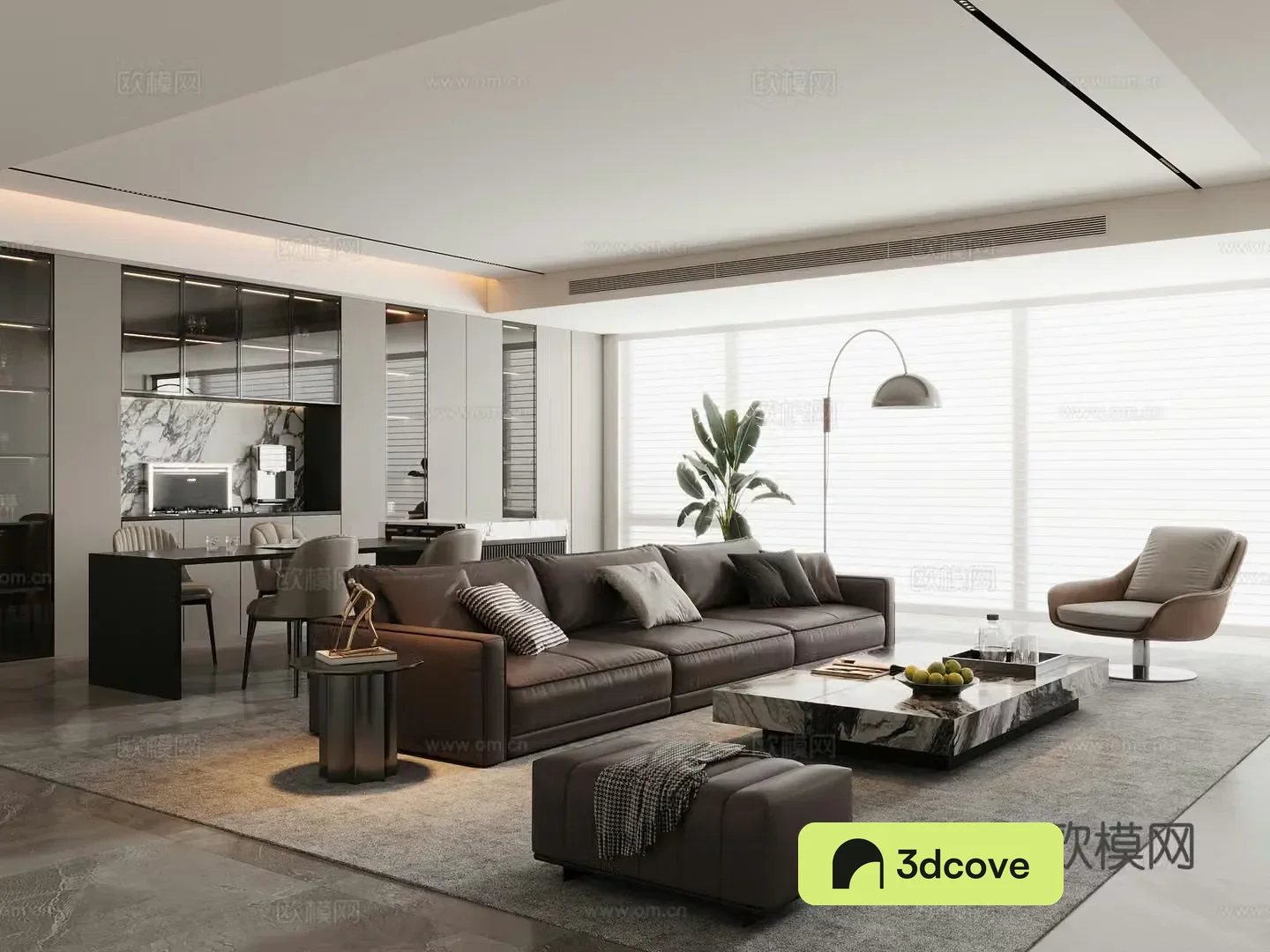 Italian living room horizontal hall sofa and coffee table combination sofa chair dining table and chair sideboard wine cabinet