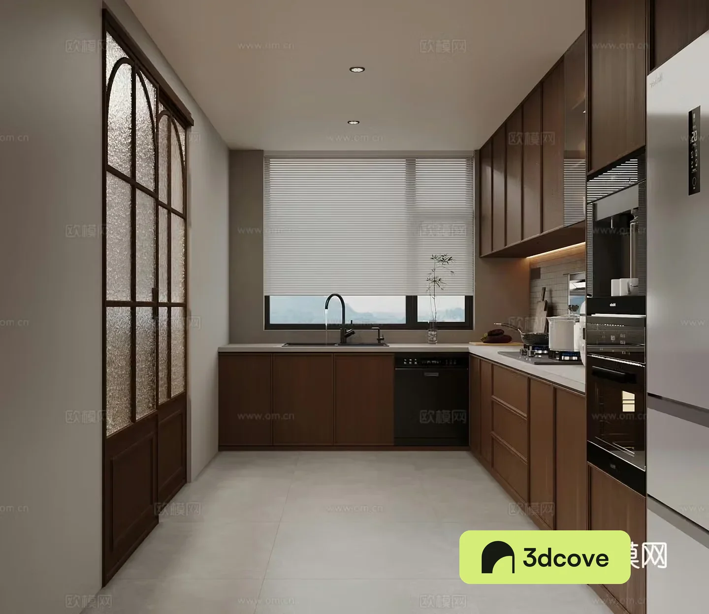 Middle style kitchen cabinet 3d model