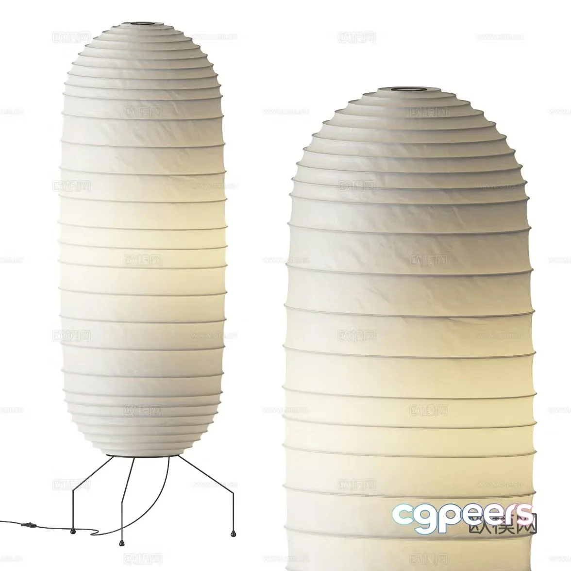 New Chinese style Wasabi Parchment Floor Lamp 3D Model