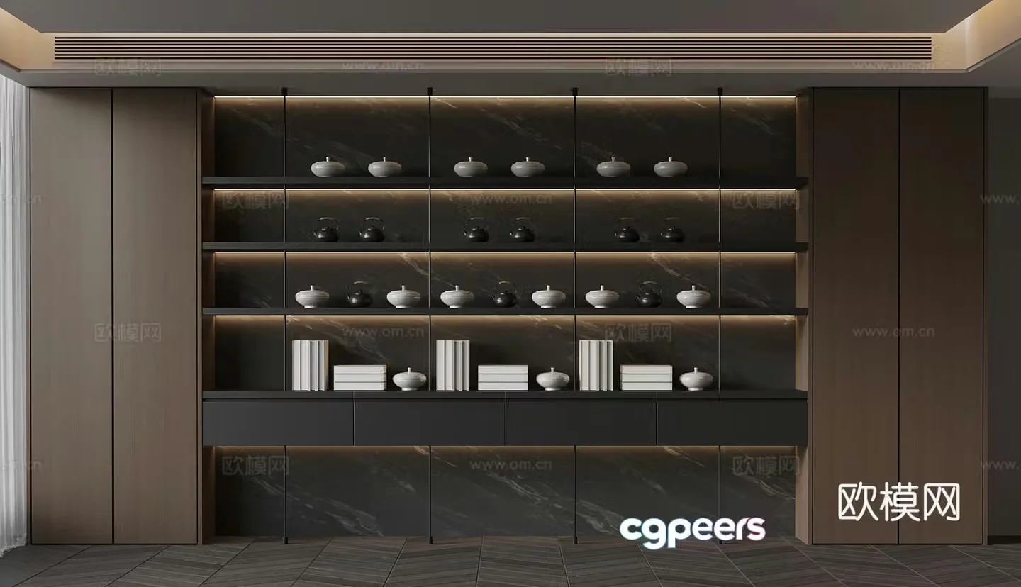 Italian tea cabinet tea cabinet tea set 3D model