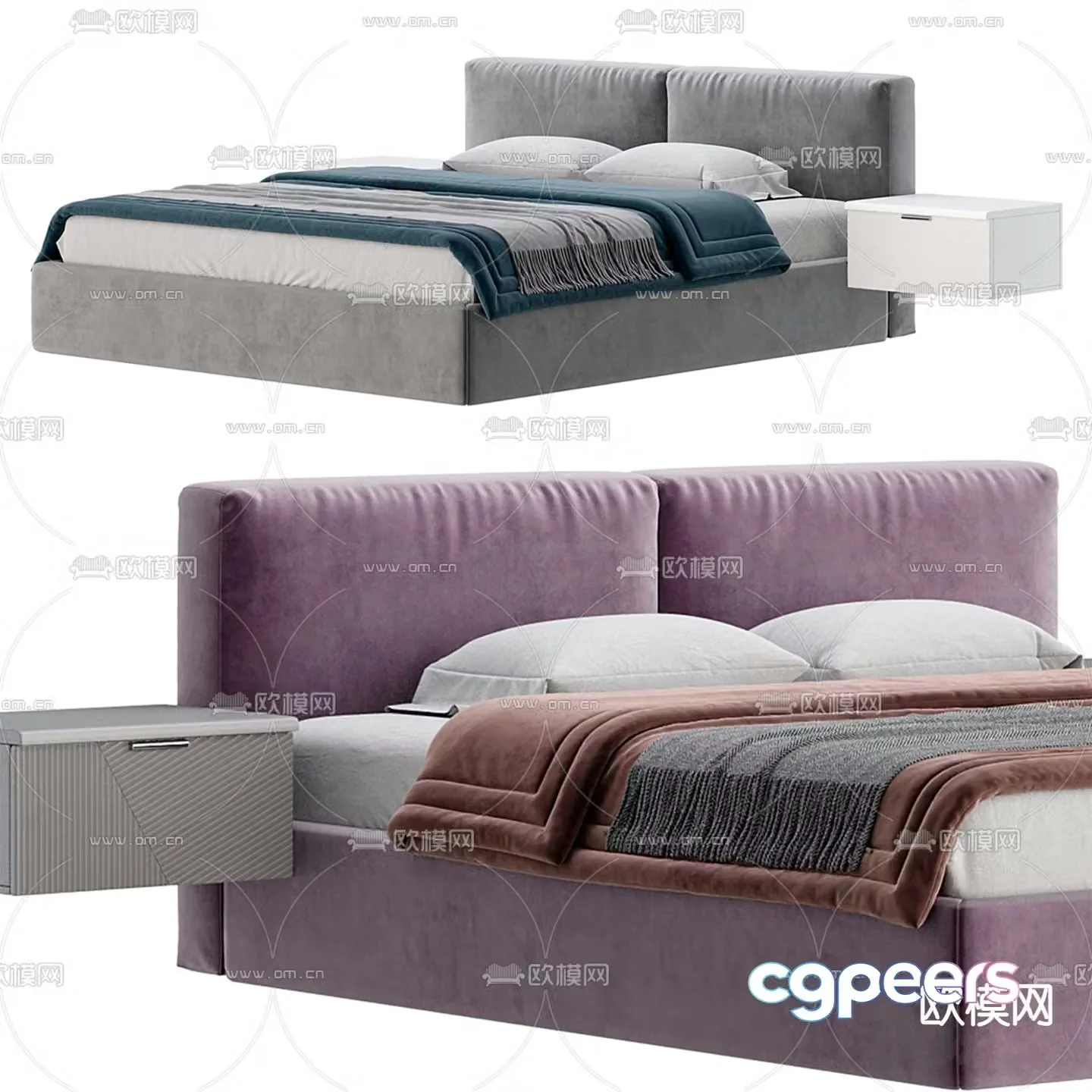 Modern double bed 3d model