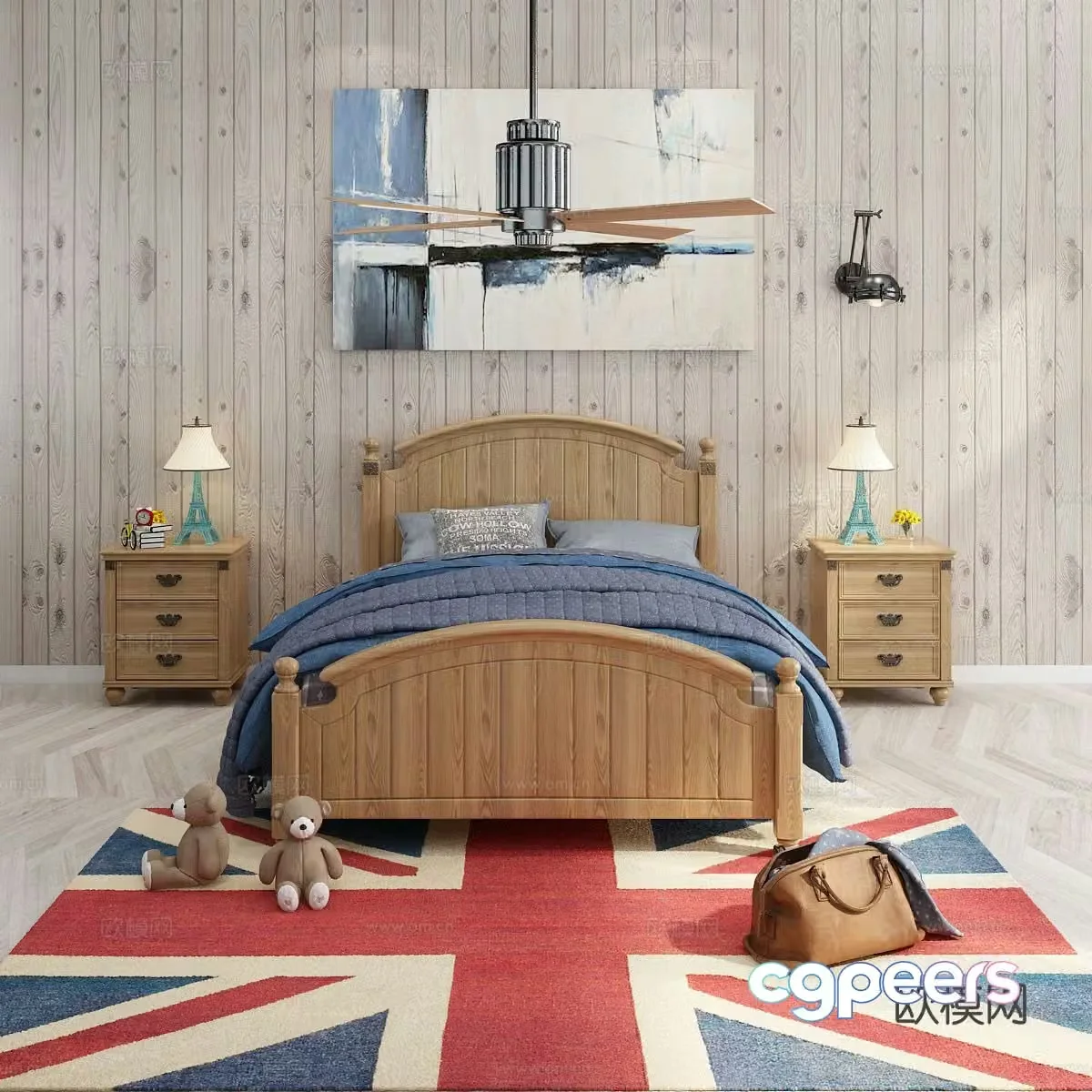 American children’s room bedside table 3d model