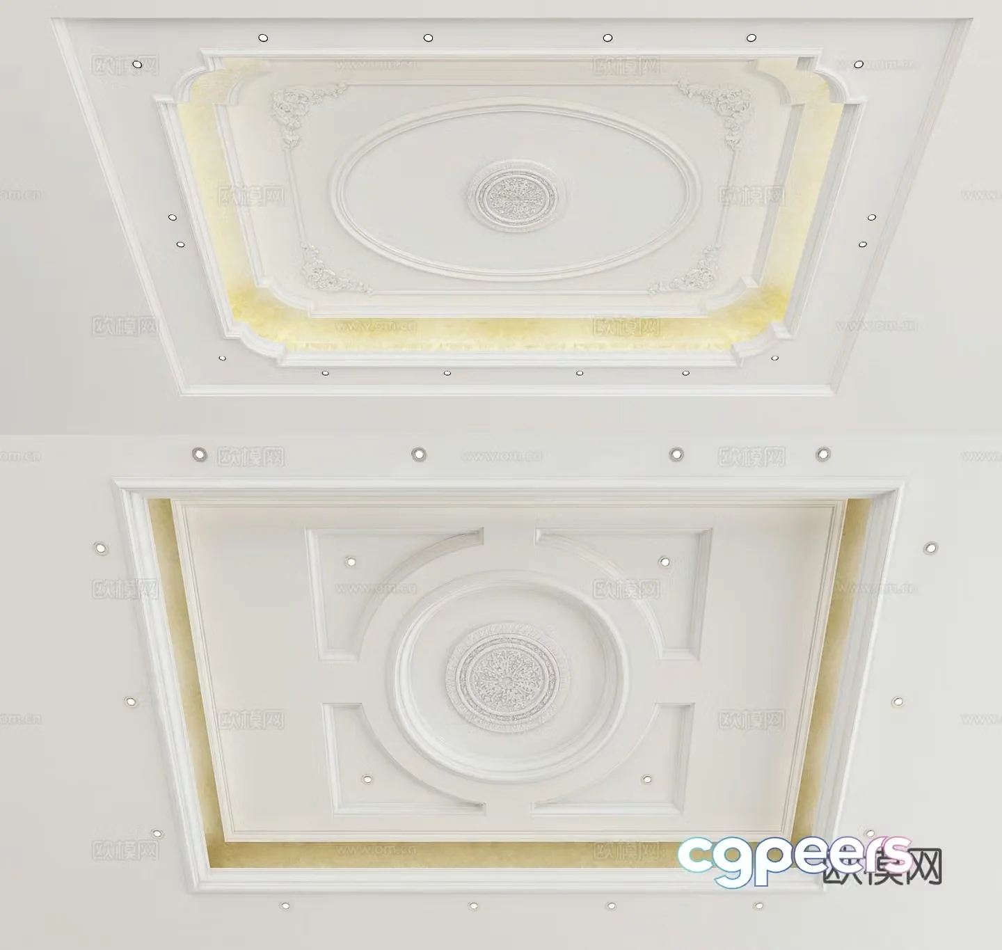 European style ceiling carved ceiling 3d model