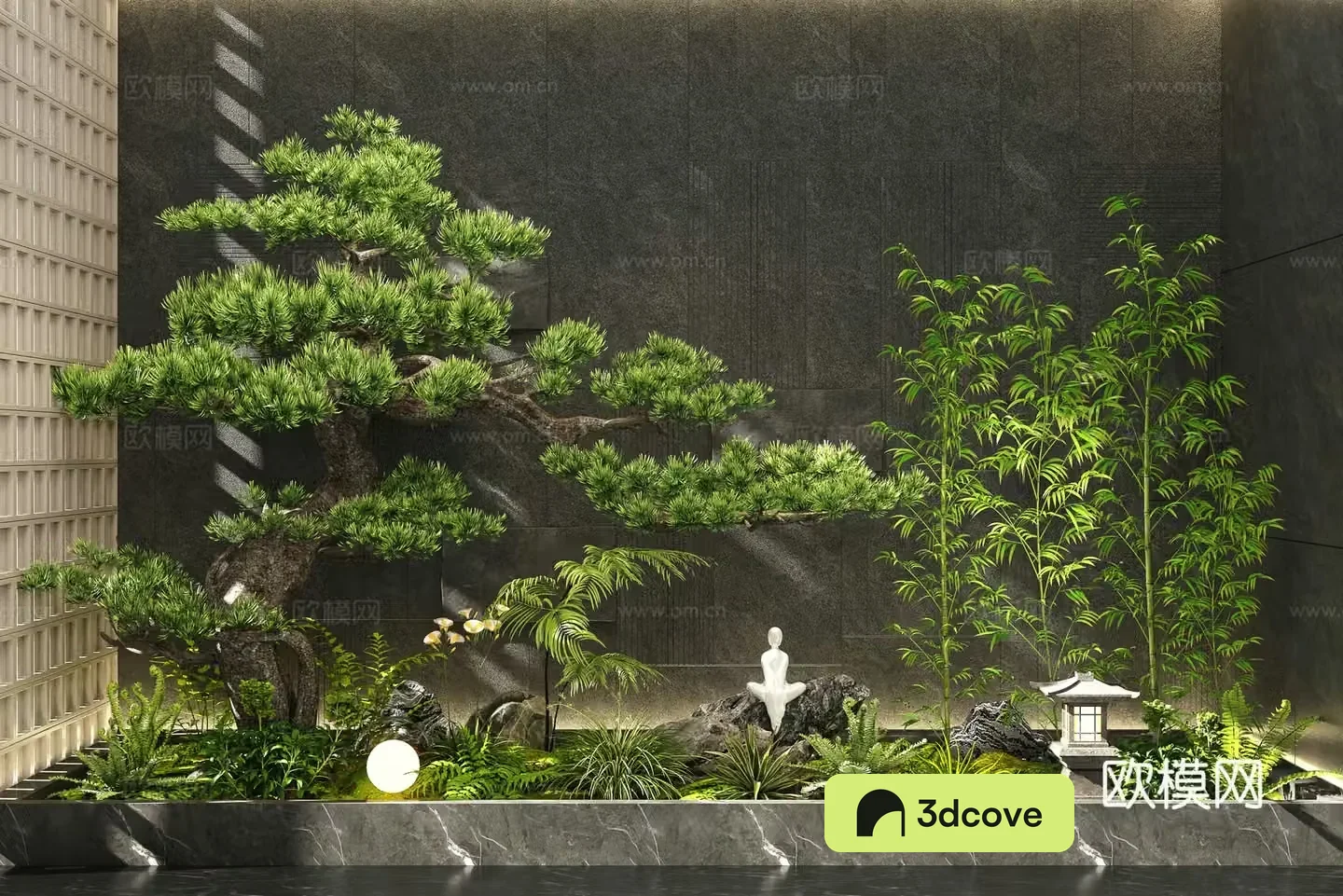 New Chinese interior landscape landscaping plant landscape tree pine tree courtyard landscape
