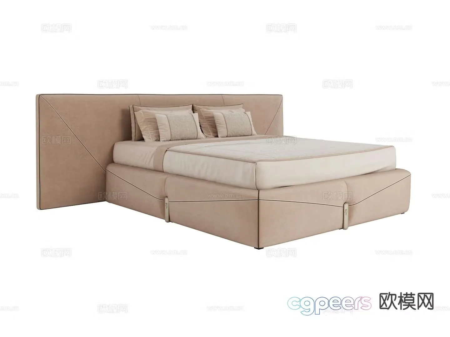 visionnaire light luxury double bed 3d model