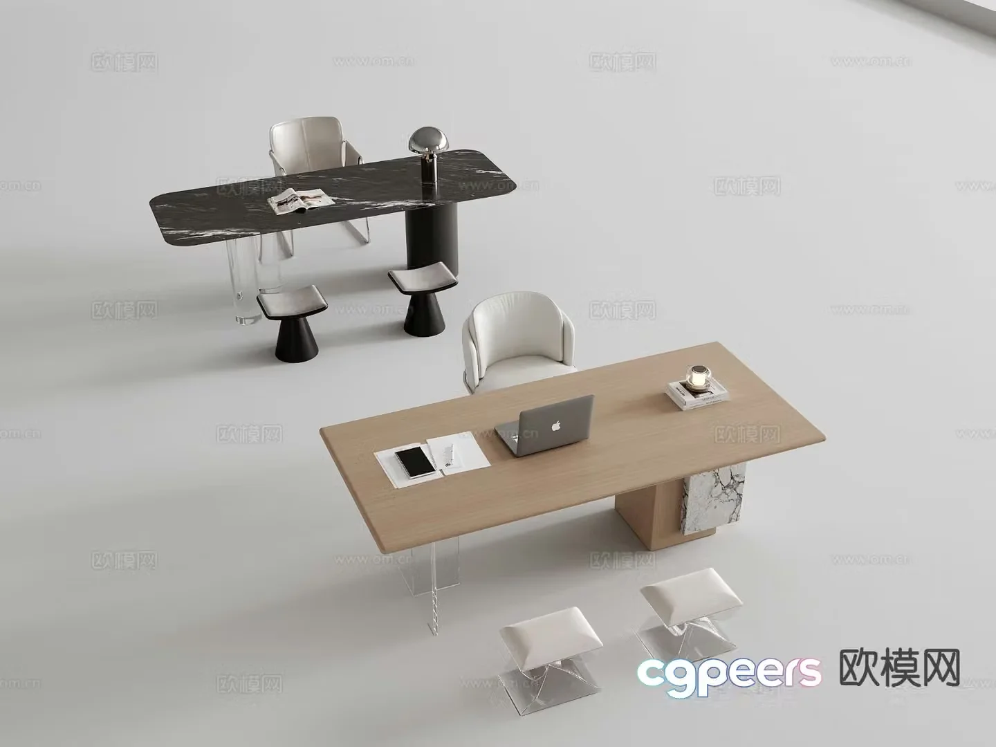 Modern desk writing desk computer desk 3d model