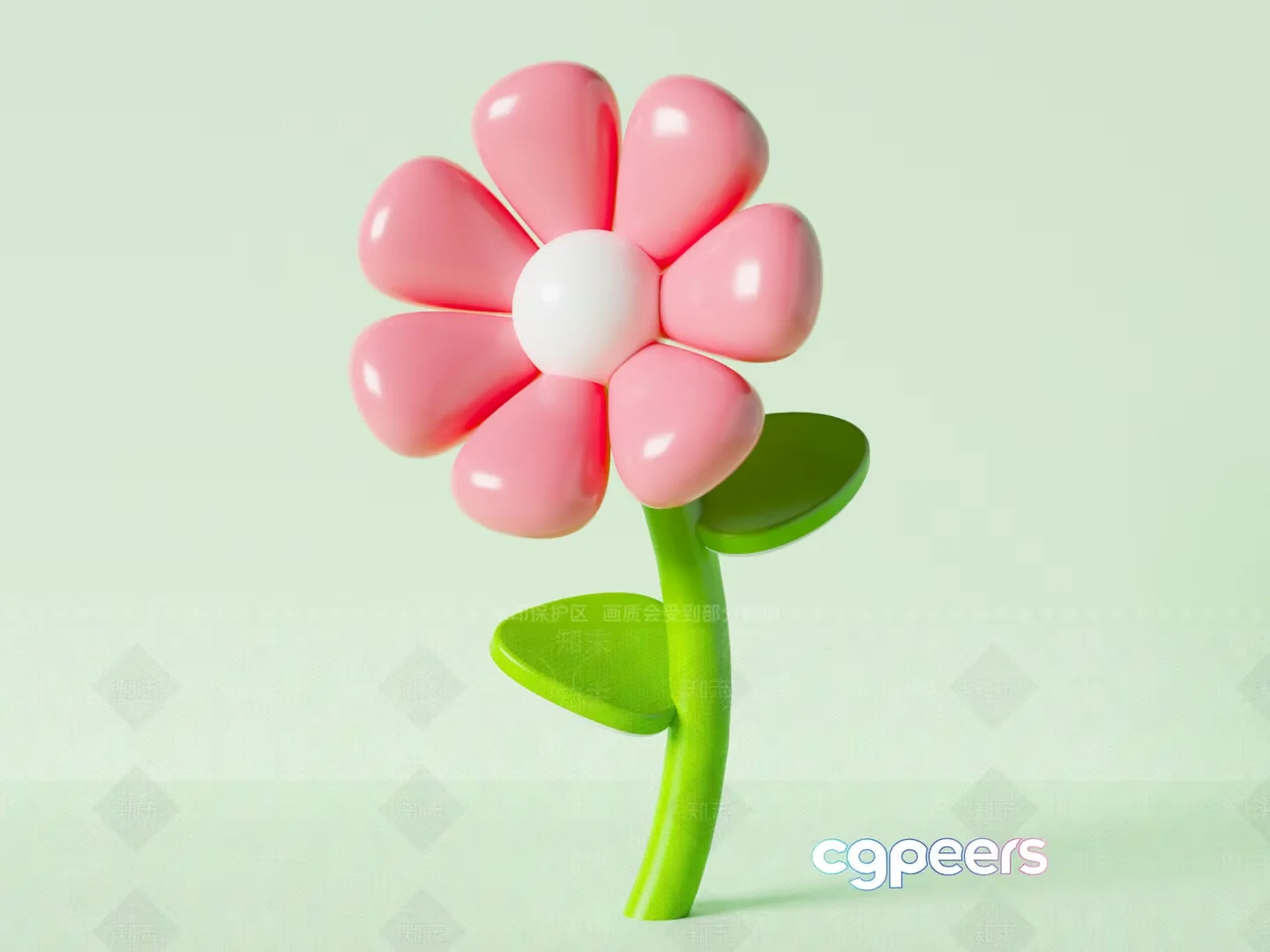 Pink Balloon Flower 3D Model – 23205 – VRAY Render