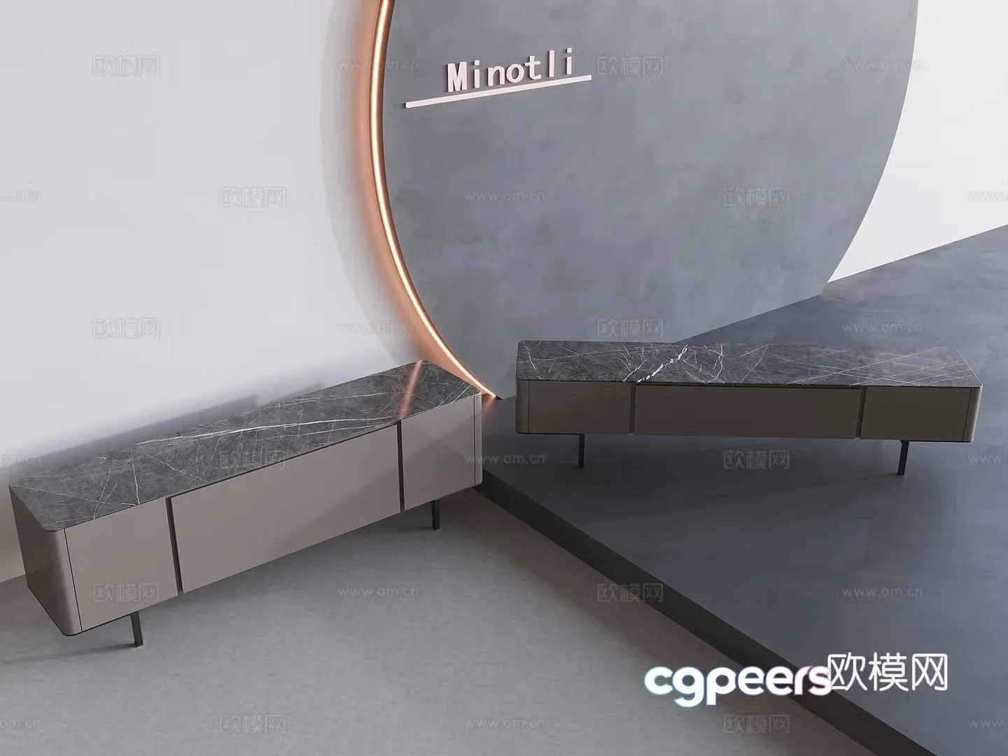 Italian solid wood TV cabinet marble countertop TV cabinet floor-standing TV cabinet 3D model