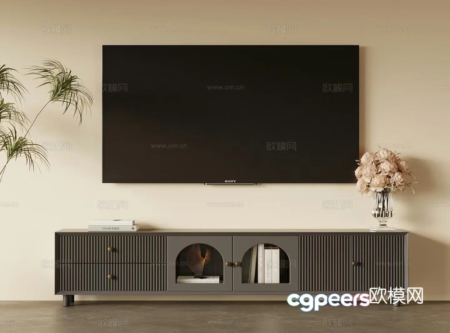 French retro style TV cabinet 3D model